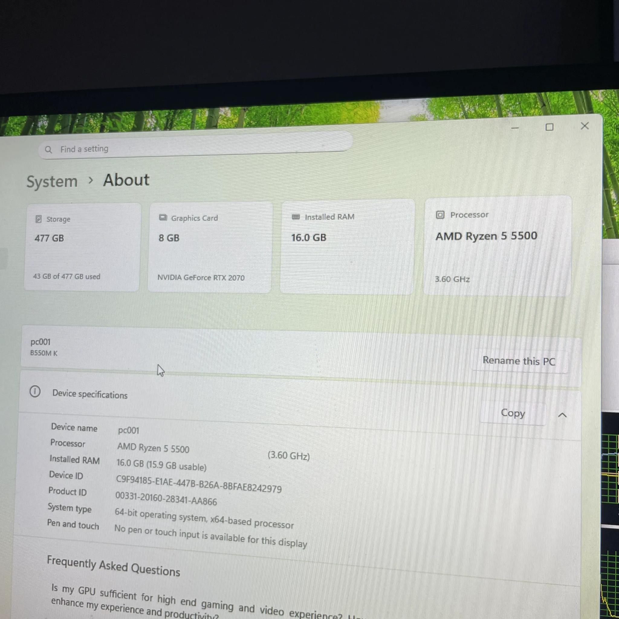 RTX2070 | Ryzen 5 5500 | 16GB DDR4 RAM | 512gb SSD