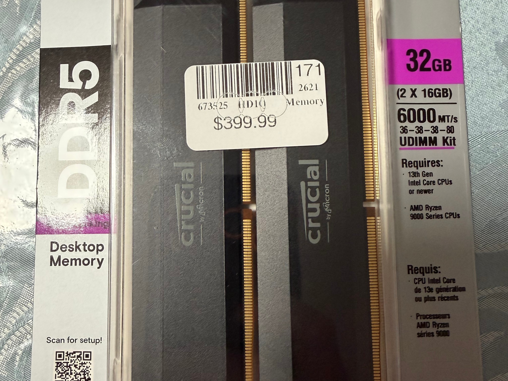 Crucial Pro Overclocking 32GB DDR5-6000 PC5-48000 CL36 Dual Channel Desktop Memory Kit Black