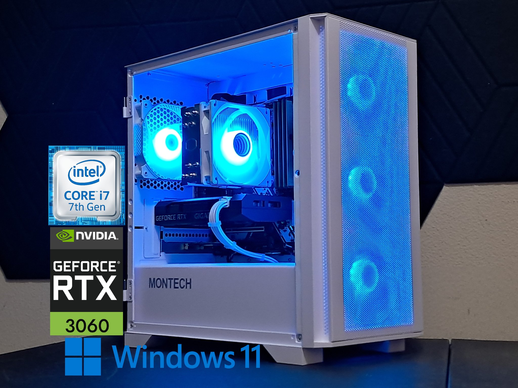 White RTX Gamer - RTX 3060 8GB | Core i7-7700K | 16GB DDR4 | 1TB SSD | WiFi!