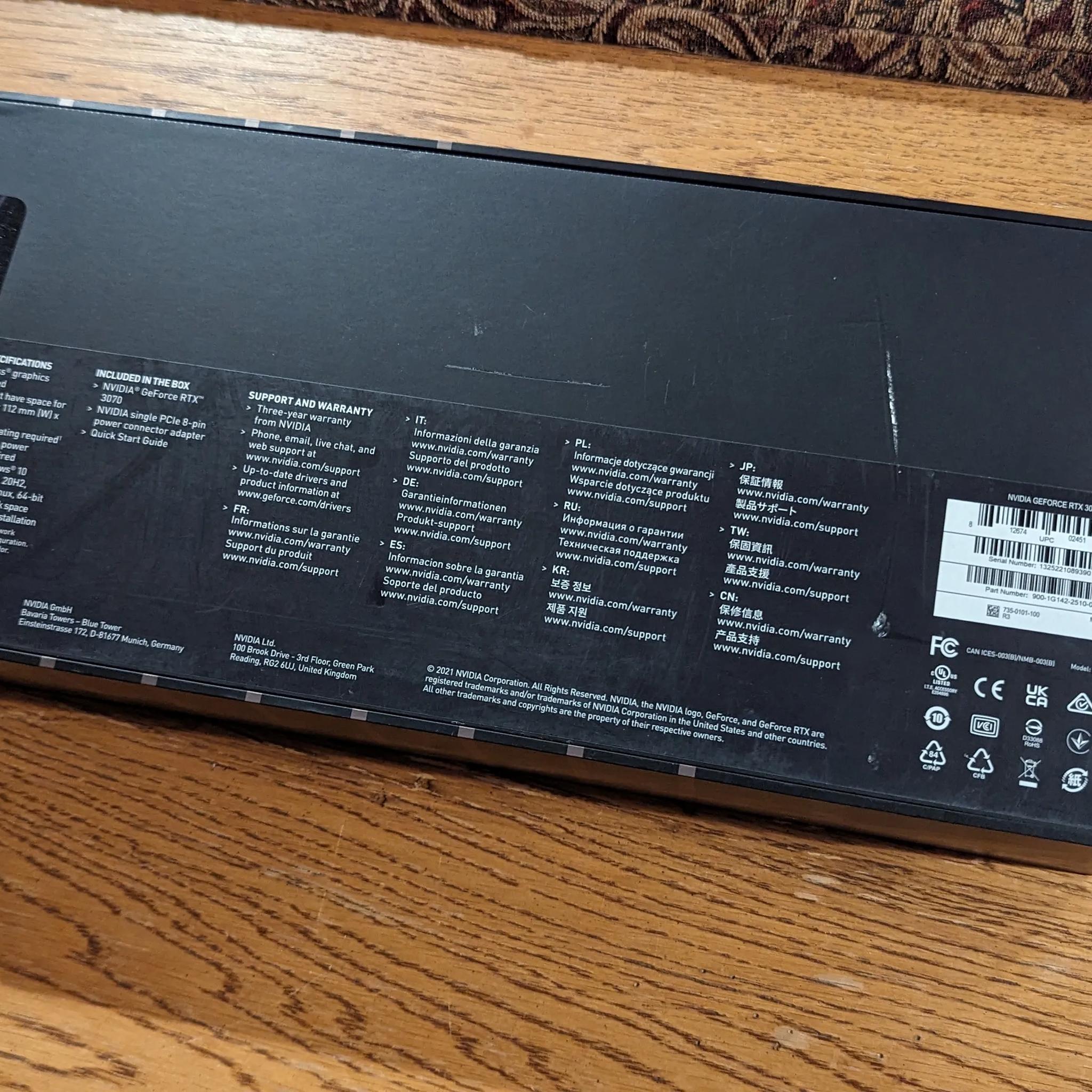 NVIDIA GeForce RTX 3070 Founders Edition Graphics Card/GPU