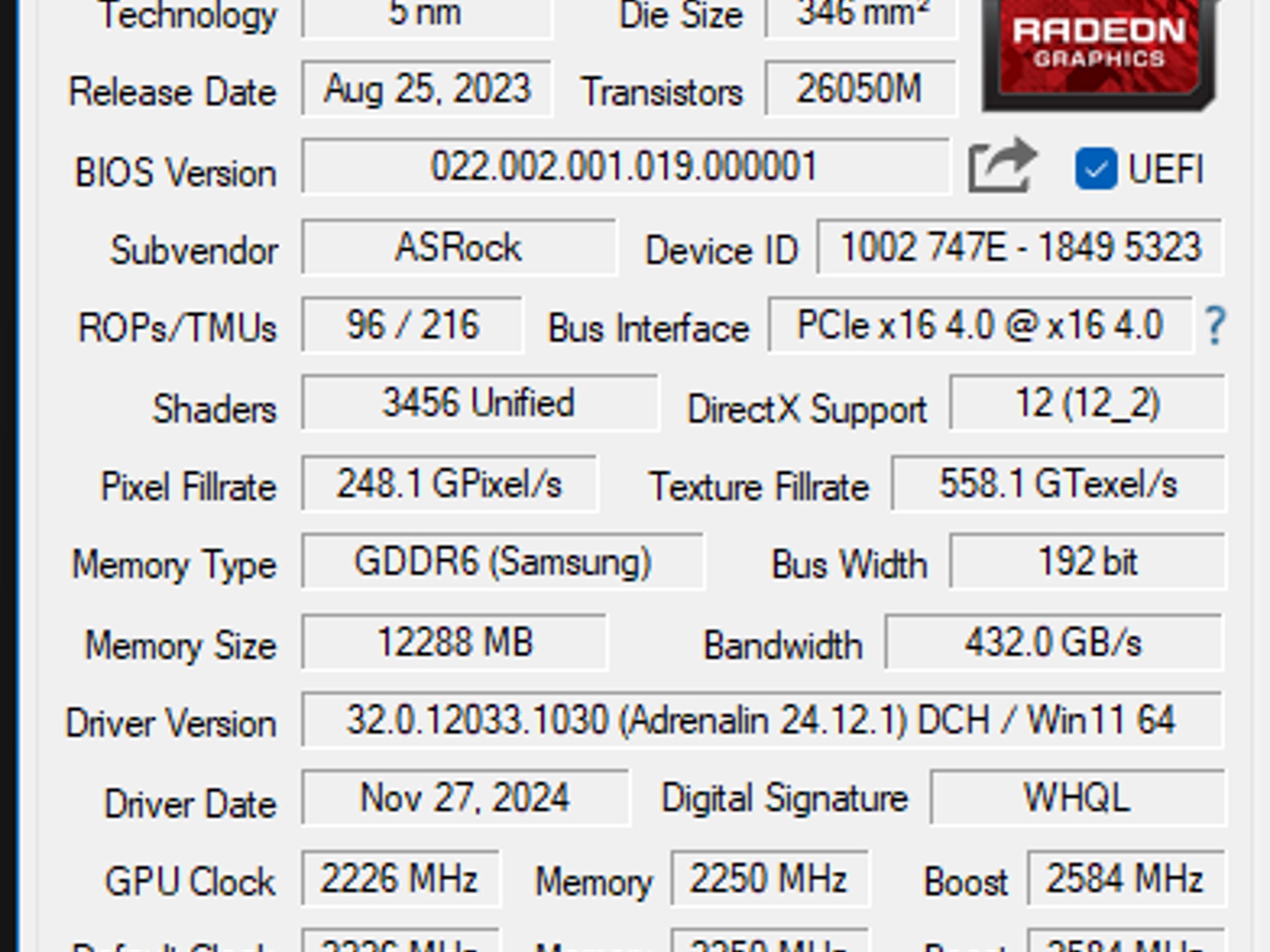 ASRock Challenger Radeon RX 7700 XT 12GB GDDR6 PCI Express 4.0 x16 ATX Video Card RX7700XT CL 12GO