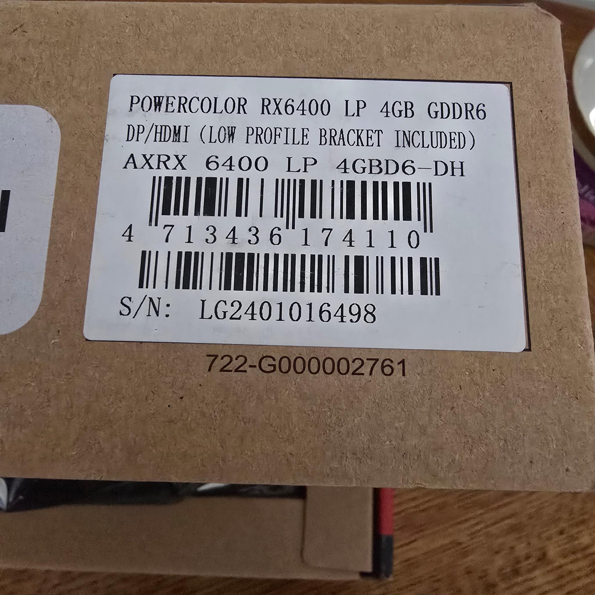 PowerColor Low Profile Radeon RX 6400 4Gb DDR6 no external power SFF single slot itx optiplex mini