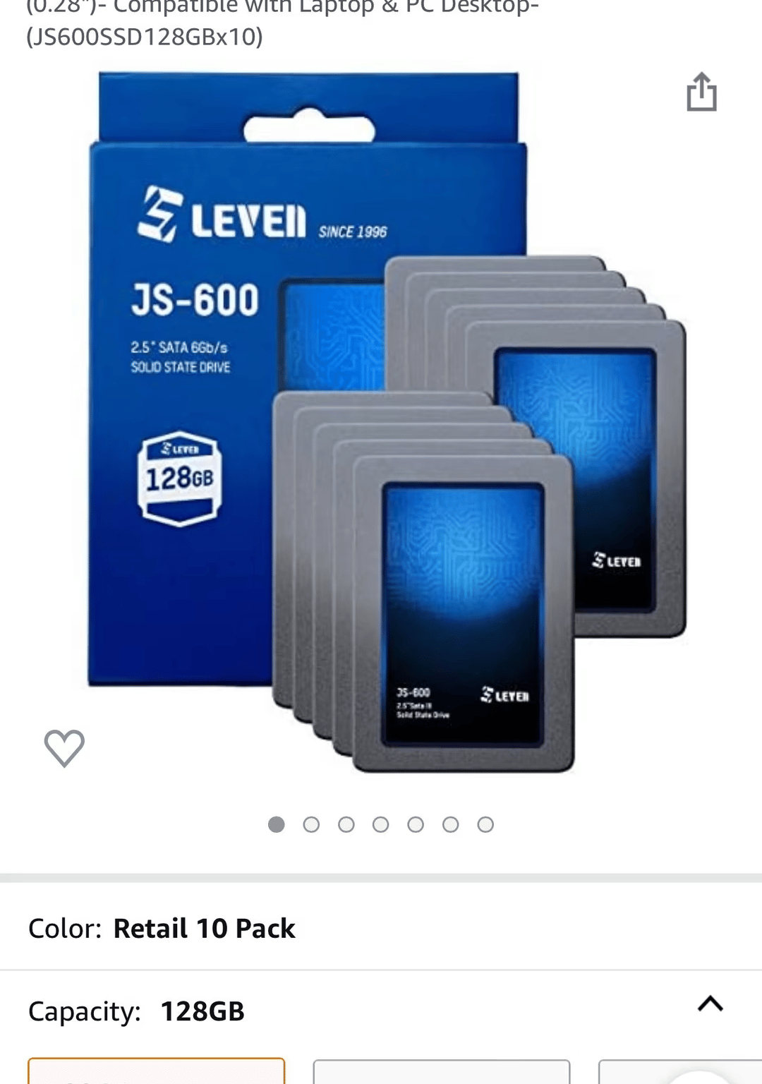 Leven 128GB x 10pack - 3D NAND TLC SSD - Retail Packaging