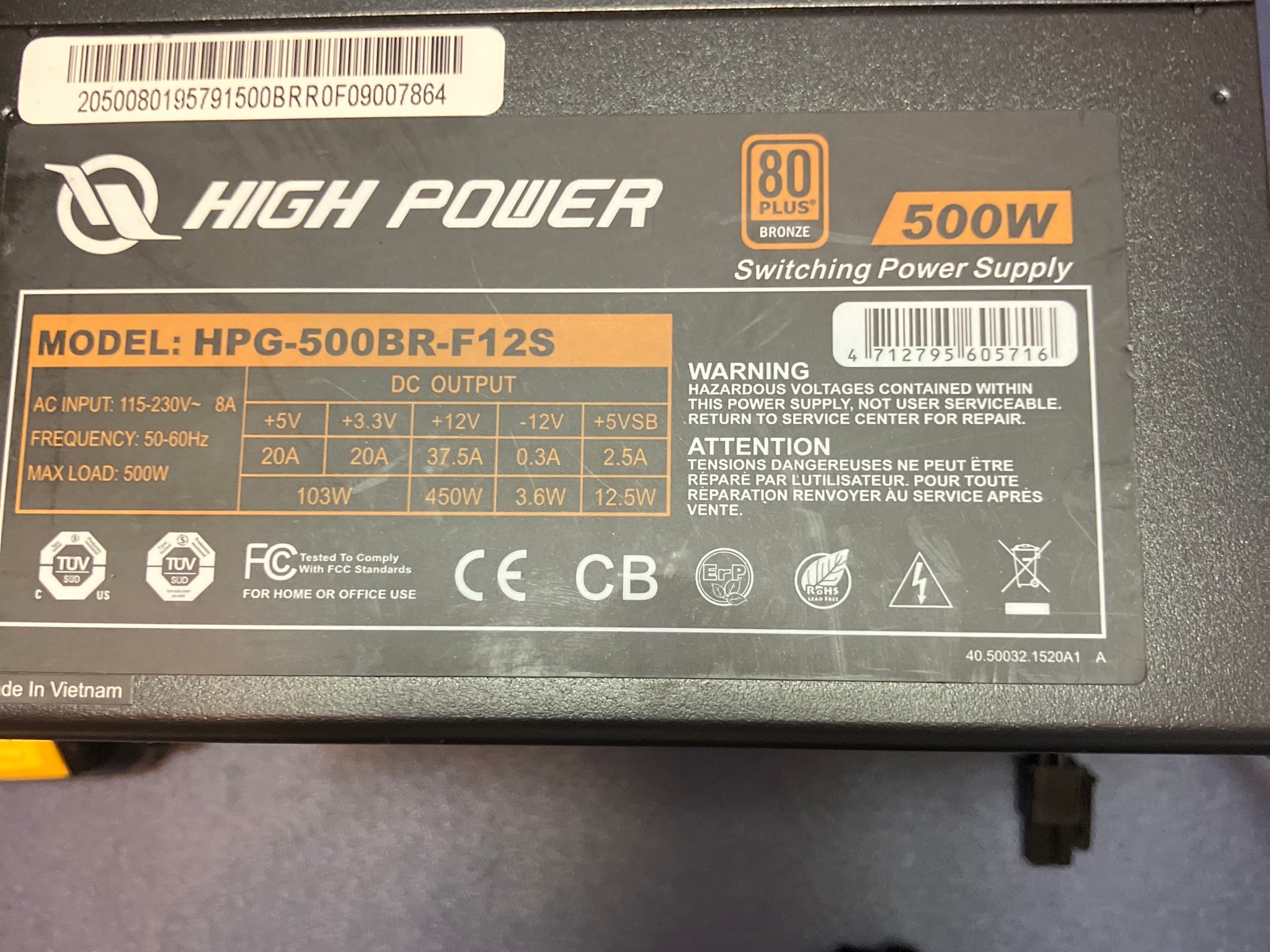 500 Watt HighPower Power Supply