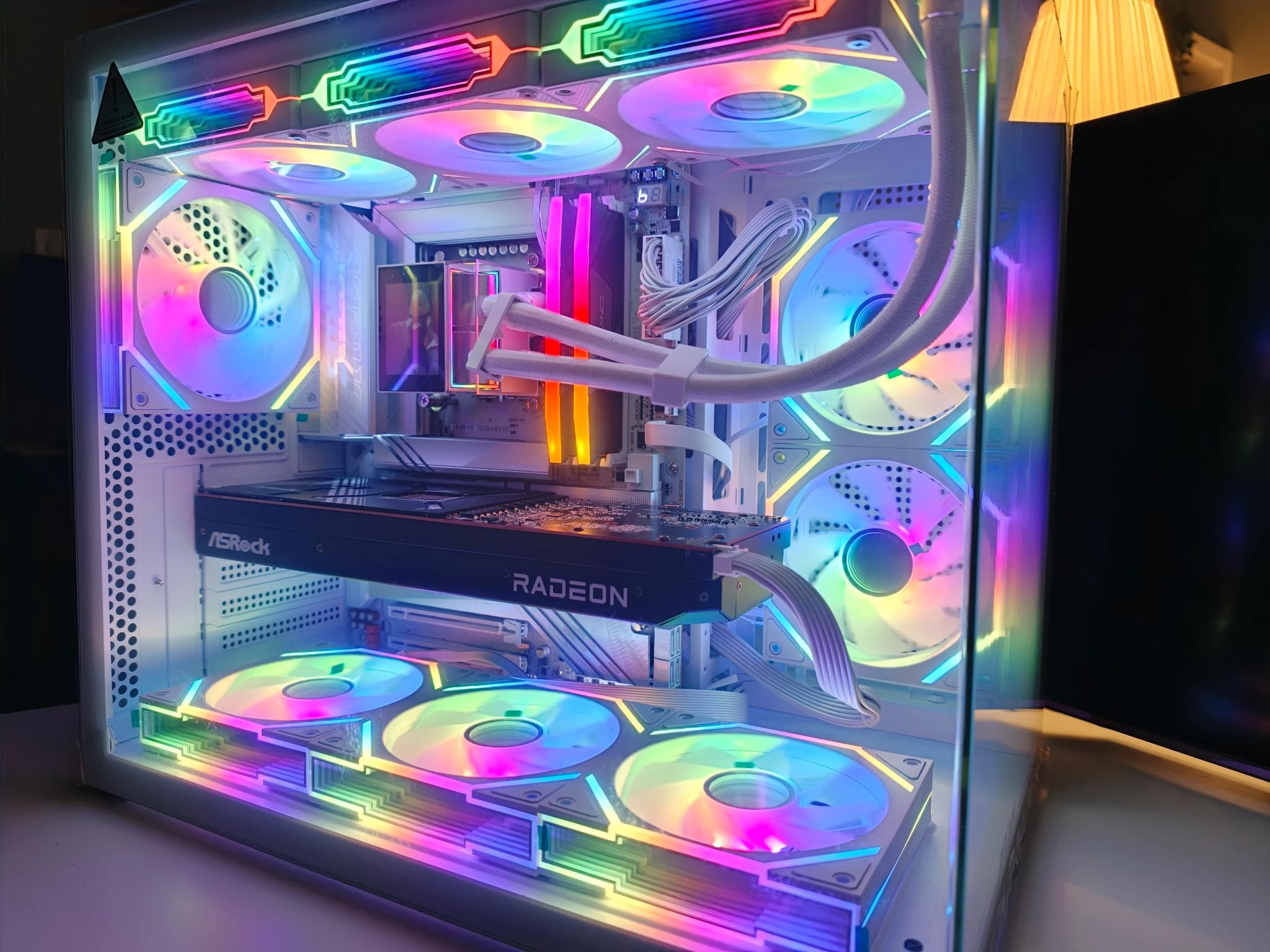 4k Gaming/Productivity Gaming PC! 7900XTX/9070XT, Intel 265K,10X Infinity Mirror Fans+Screen!