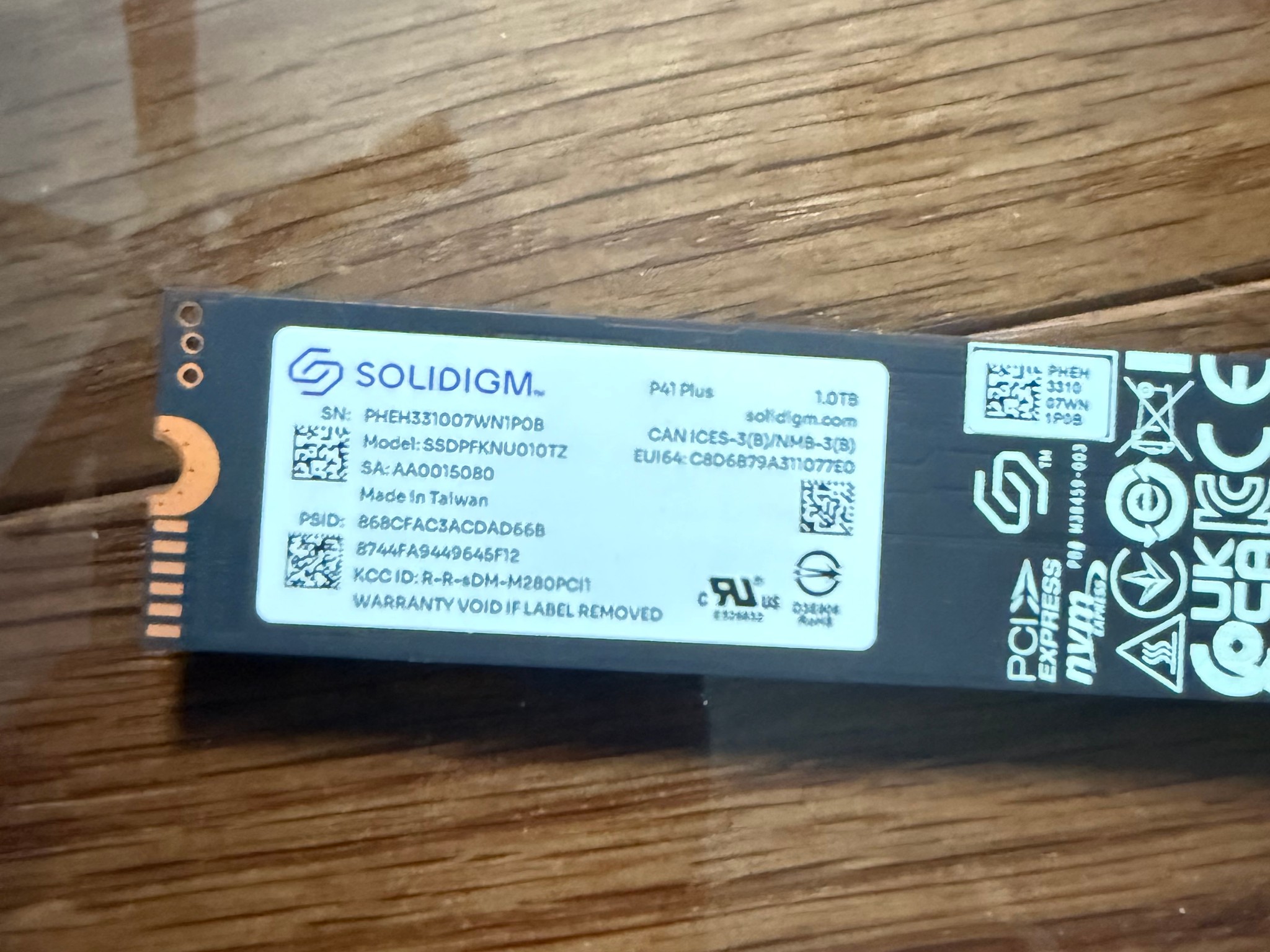 SOLIDIGM P41PLUS 1TB NVMe M.2 2280 SSD