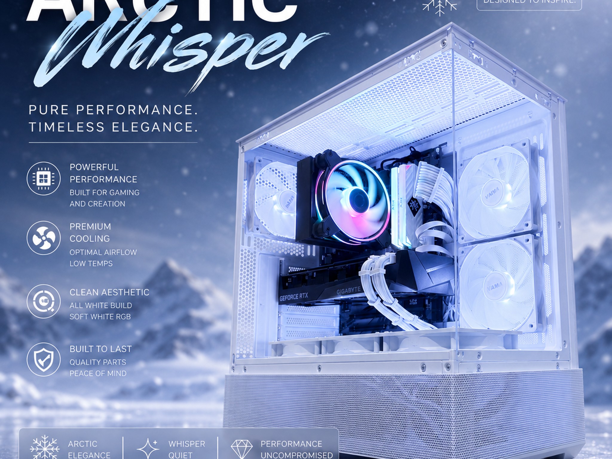❄️"Arctic Whisper"❄️| 1080/1440p Gaming | Intel i7 12700K | RTX 3070 | 32GB RAM | 512GB Storage