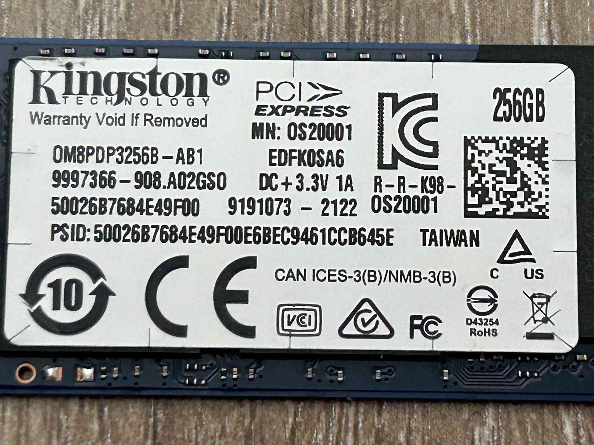 KINGSTON 0M8PDP3256B-AB1 256GB NVMe M.2 SSD