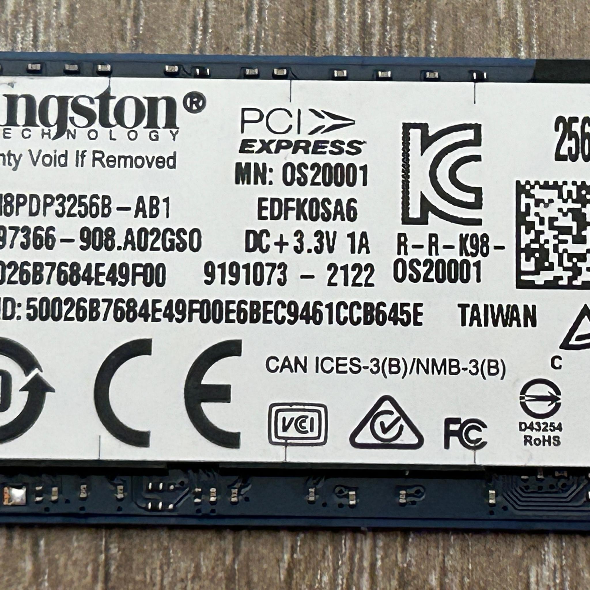 KINGSTON 0M8PDP3256B-AB1 256GB NVMe M.2 SSD