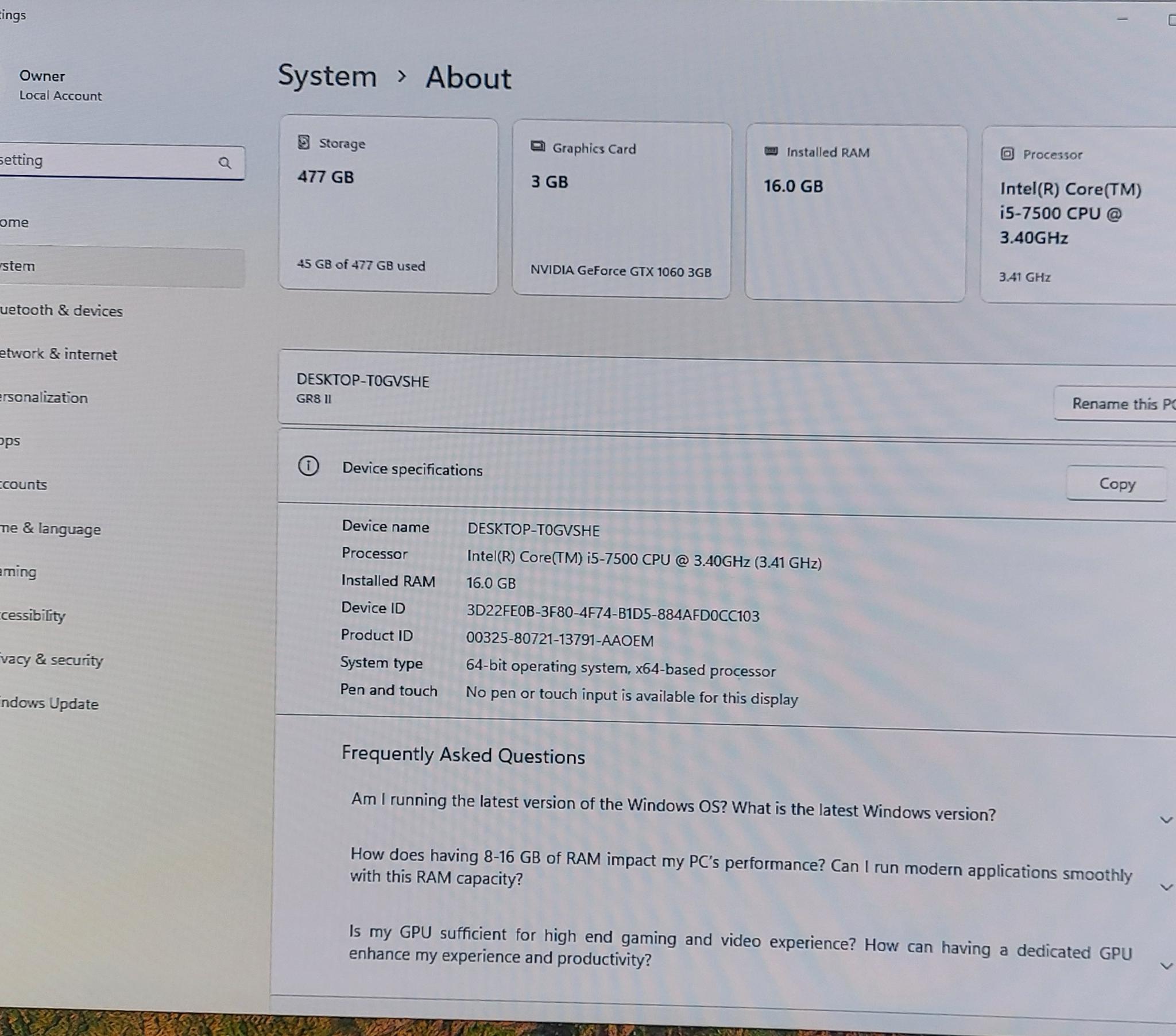 ASUS ROG GR8 II, GTX 1060, 16GB RAM, i5-7500