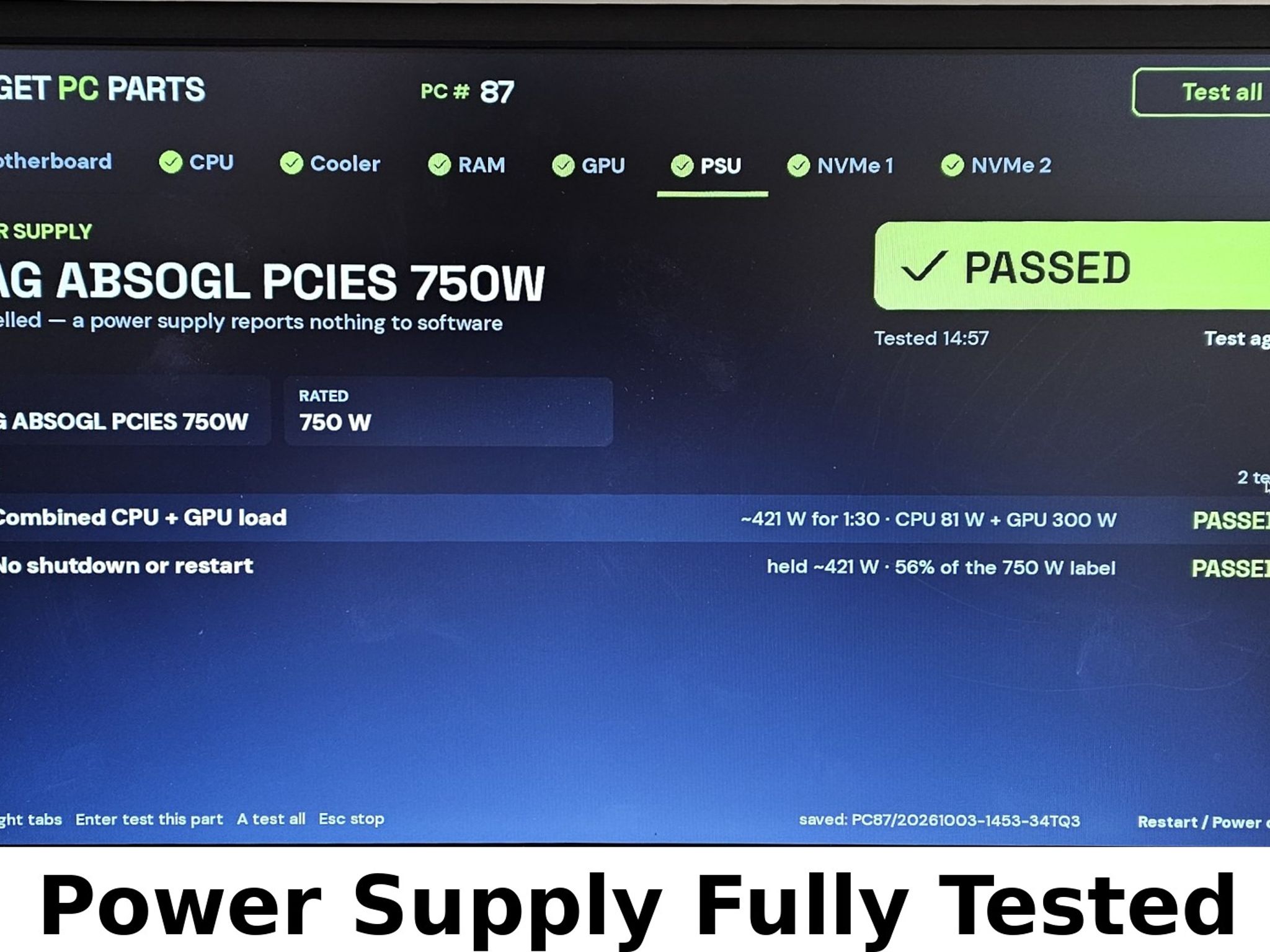 850 Watt PSU MSI MAG A850GL PCIE5 Power Supply