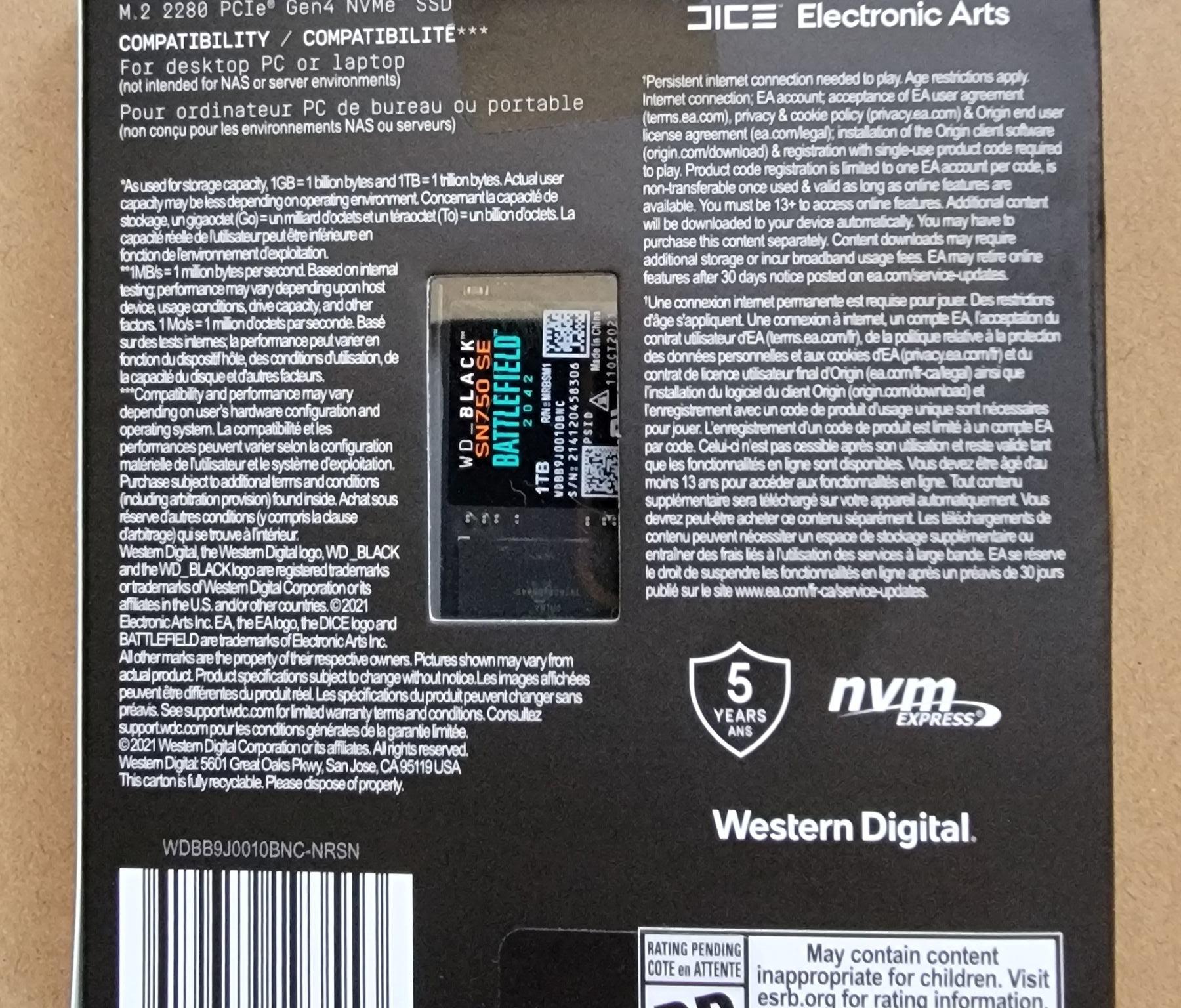 WD BLACK 1TB SN750 SE NVMe SSD Solid State Drive - Gen4 PCIe - NEW