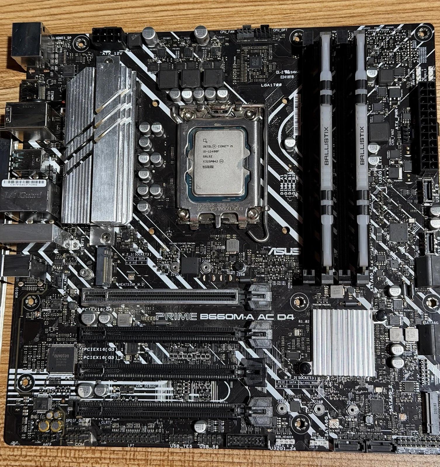 Intel i5-12400F / ASUS B660M AC WiFi mATX / 16GB Ballistix RGB DDR4 Gaming Bundle