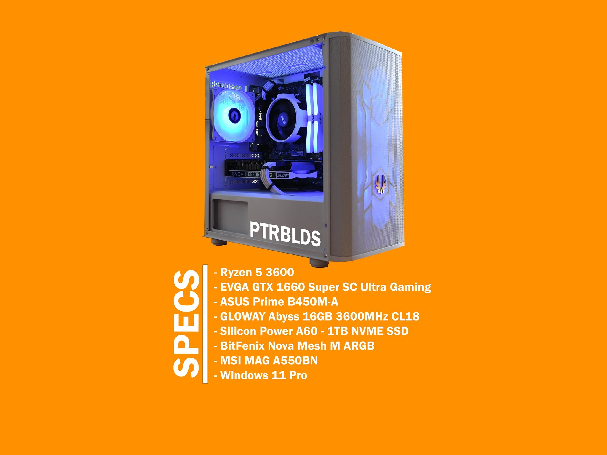 🔵⚪ Ryzen 5 3600 | GTX 1660 Super SC | 16GB 3600MHz CL18 - White and Blue Gaming PC