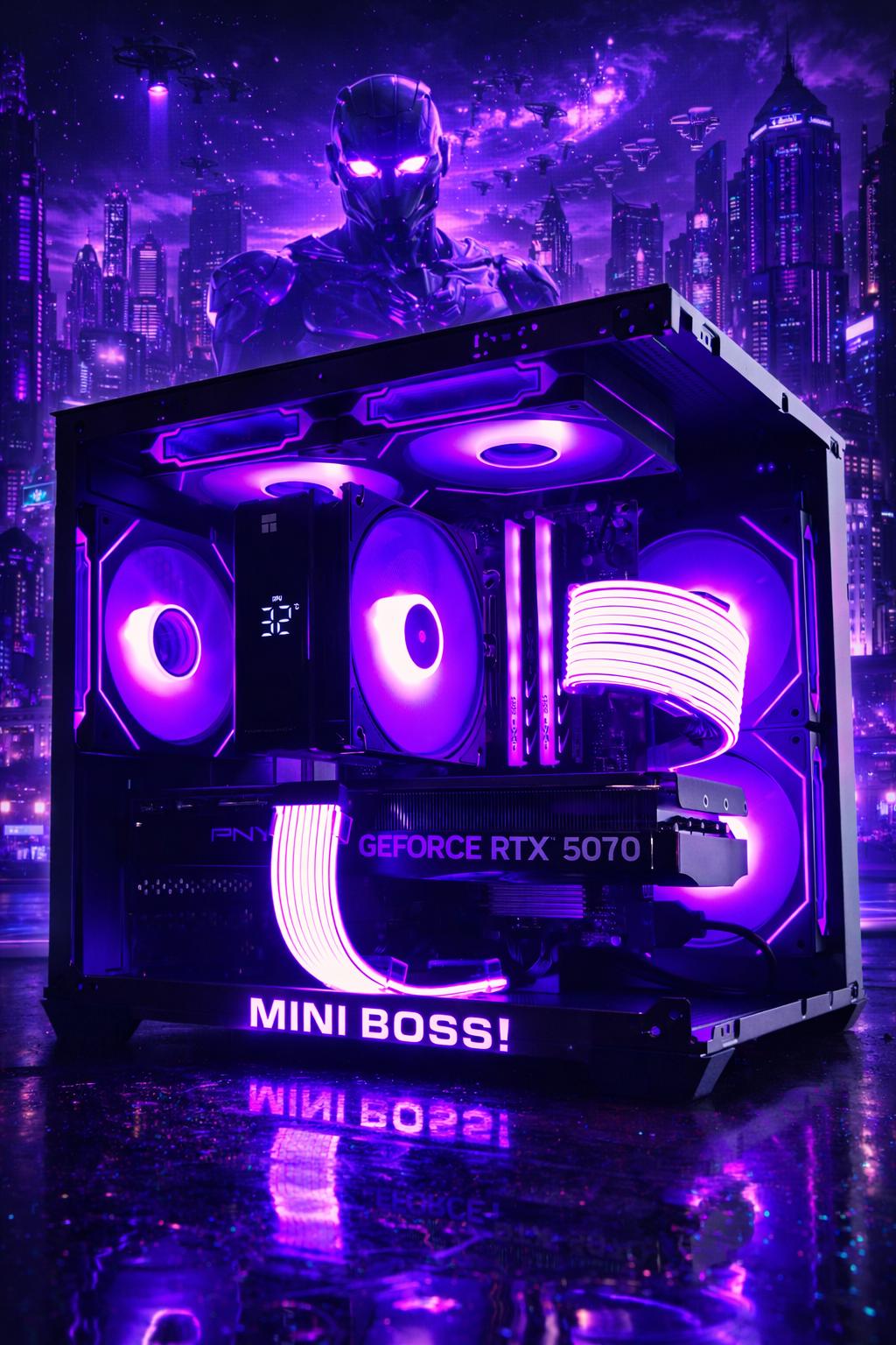 Mini Boss!👑 7500F | 5070 | 32GB DDR5 | 1TB Gen4 NVMe | Temp Display