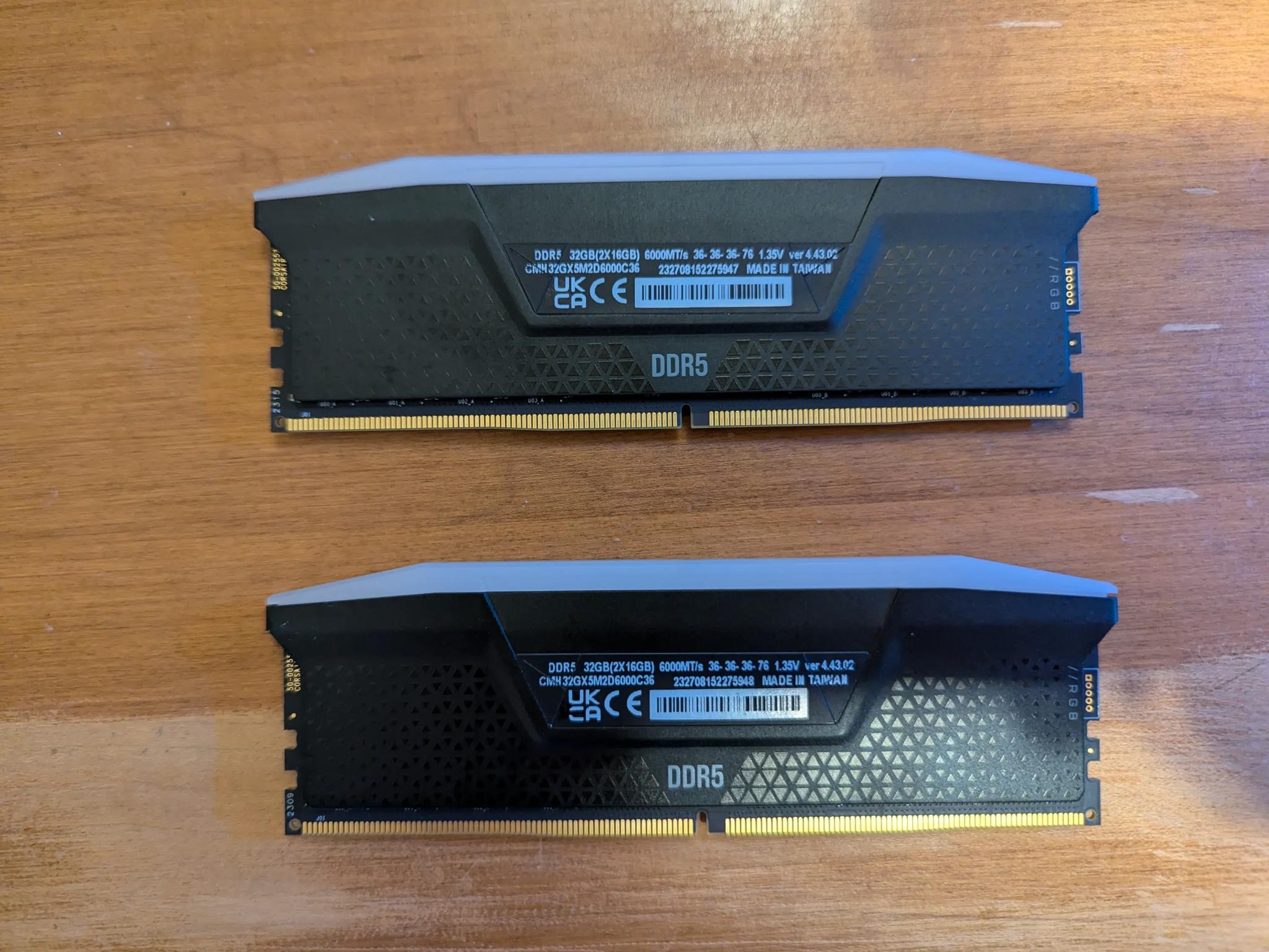 32GB DDR5 Corsair RGB Ram 2x16