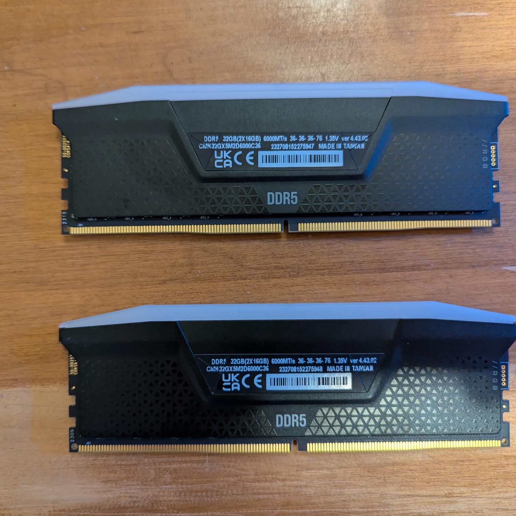 32GB DDR5 Corsair RGB Ram 2x16