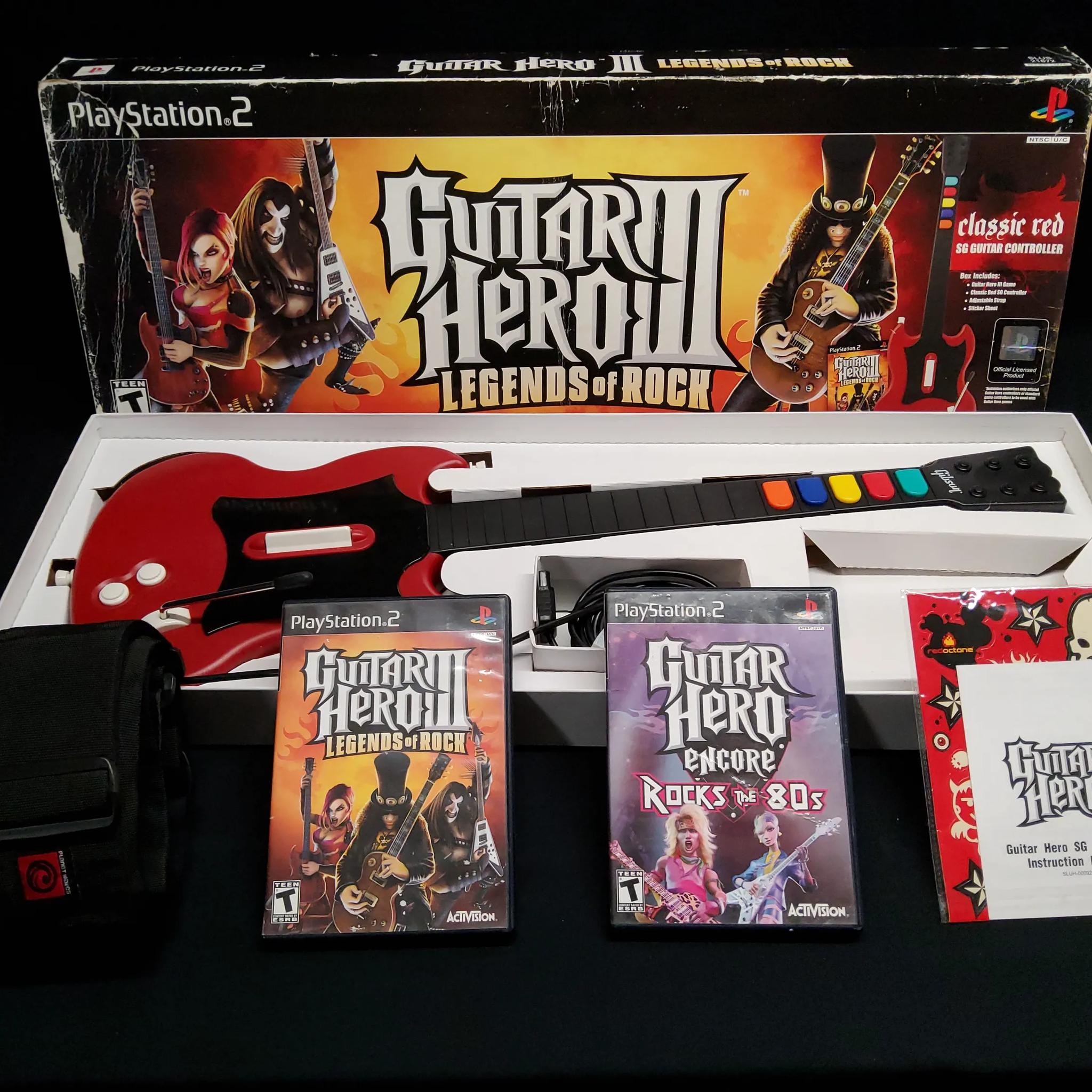 🎸Guitar Hero III 🎸+ Rock of 80's Game and Controller All Original Box Stickers Premium Strap
