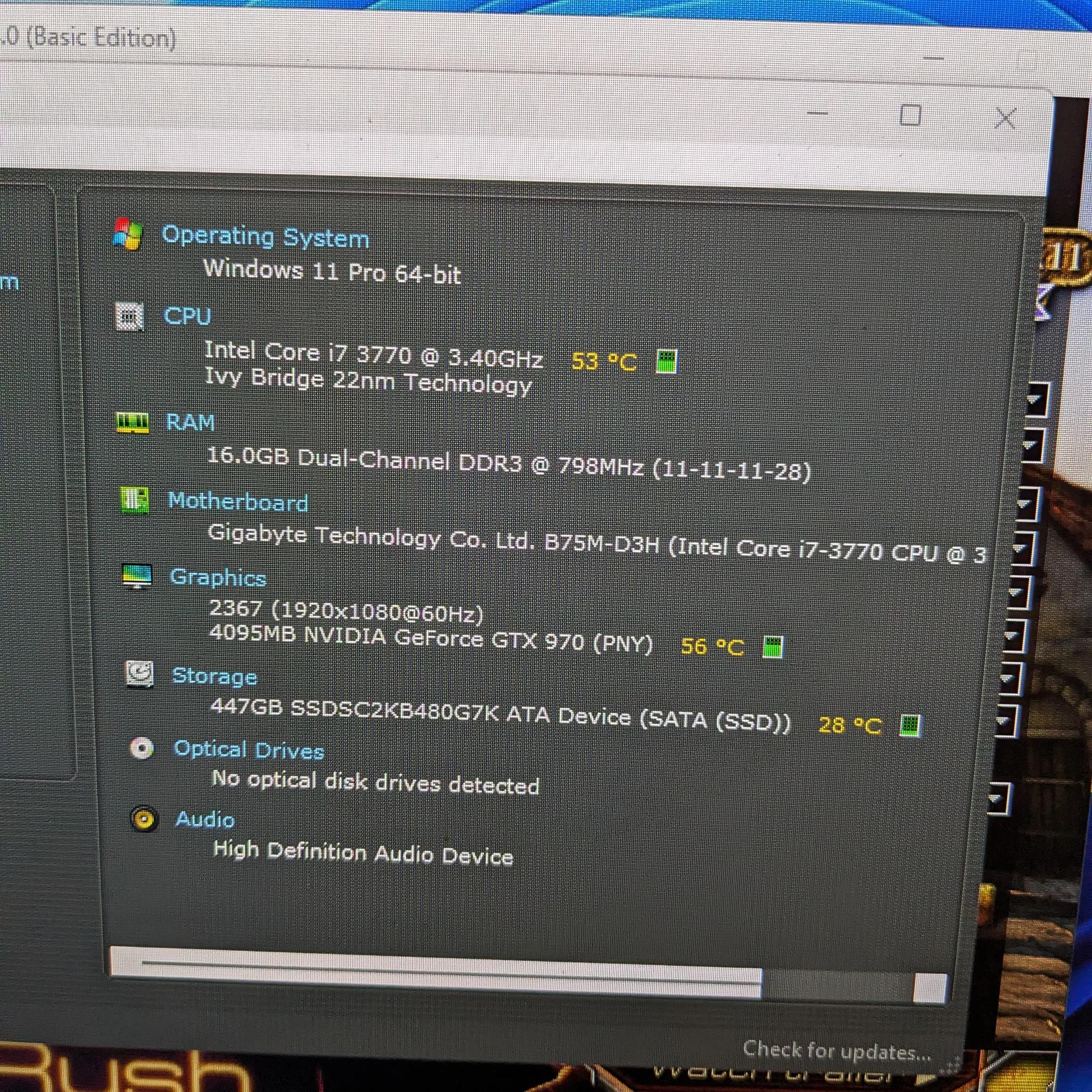 STARTER SYSTEM | WiFi, Win11, i7-3770, 16GB RAM, GTX 970, 480GB SSD