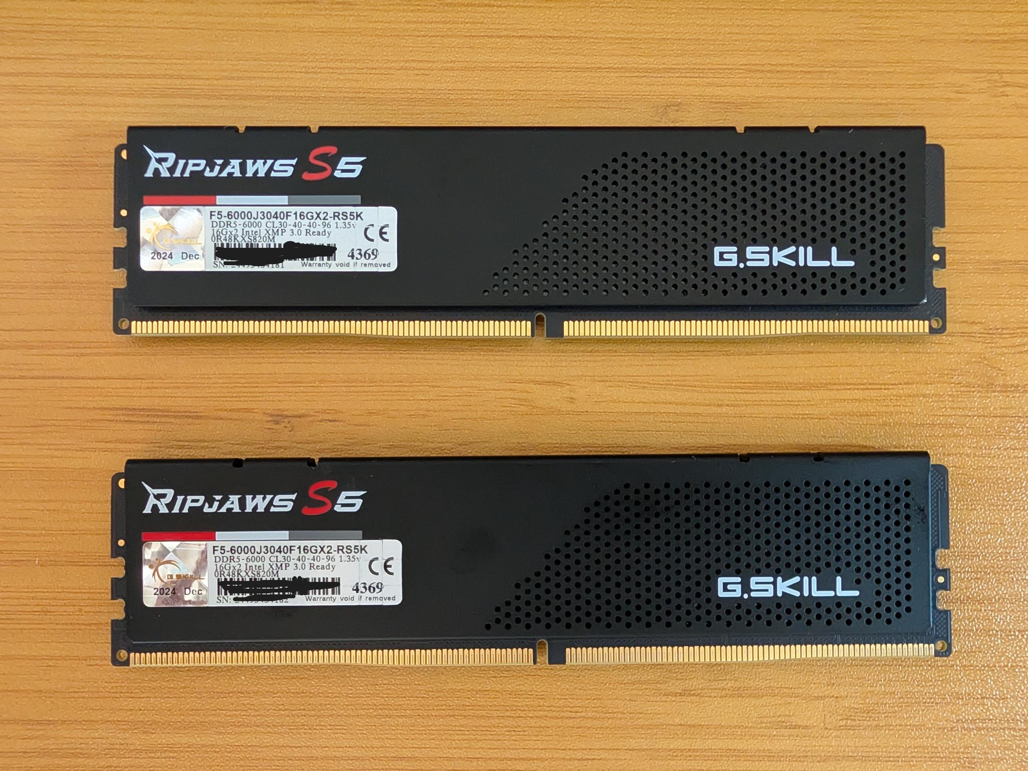 G.SKILL Ripjaws S5 32GB (2x16GB) DDR5-6000 CL30 | Hynix IC | Tested & Fully Functional
