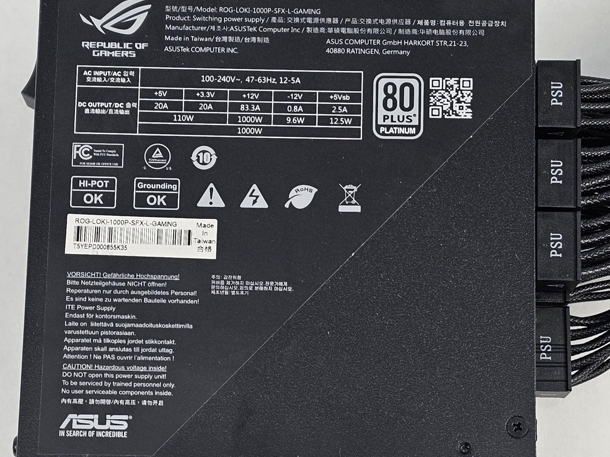 1000 Watt PSU ASUS ROG Loki SFX-L Power Supply