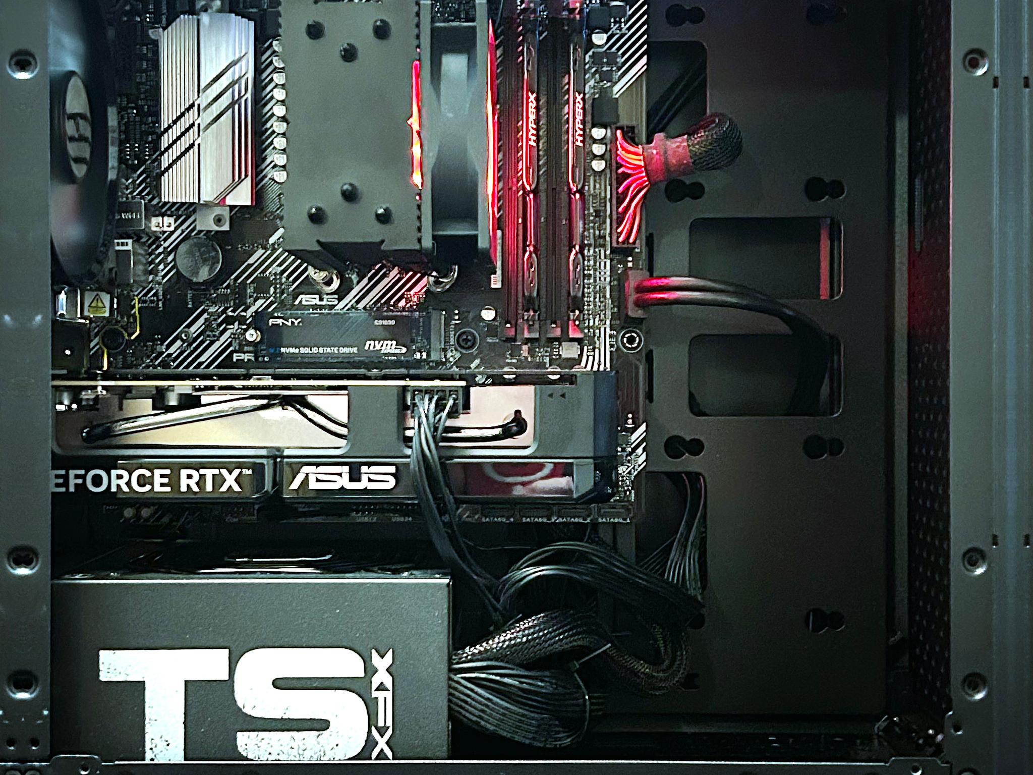 🔥 Crimson Shadow Gaming PC – Ryzen 5 5500 / RTX 5060 / 16GB DDR4 / 500GB NVMe