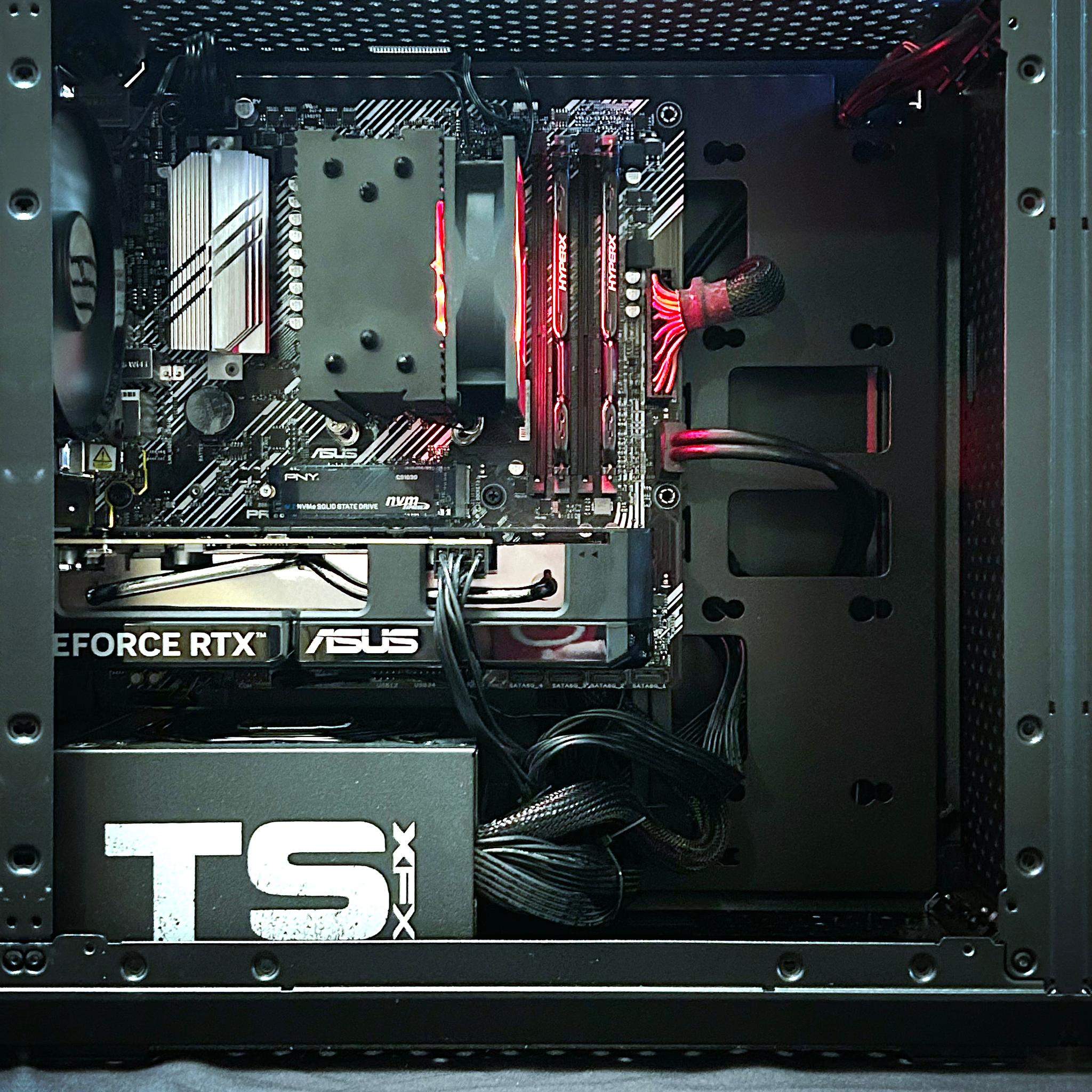 🔥 Crimson Shadow Gaming PC – Ryzen 5 5500 / RTX 5060 / 16GB DDR4 / 500GB NVMe