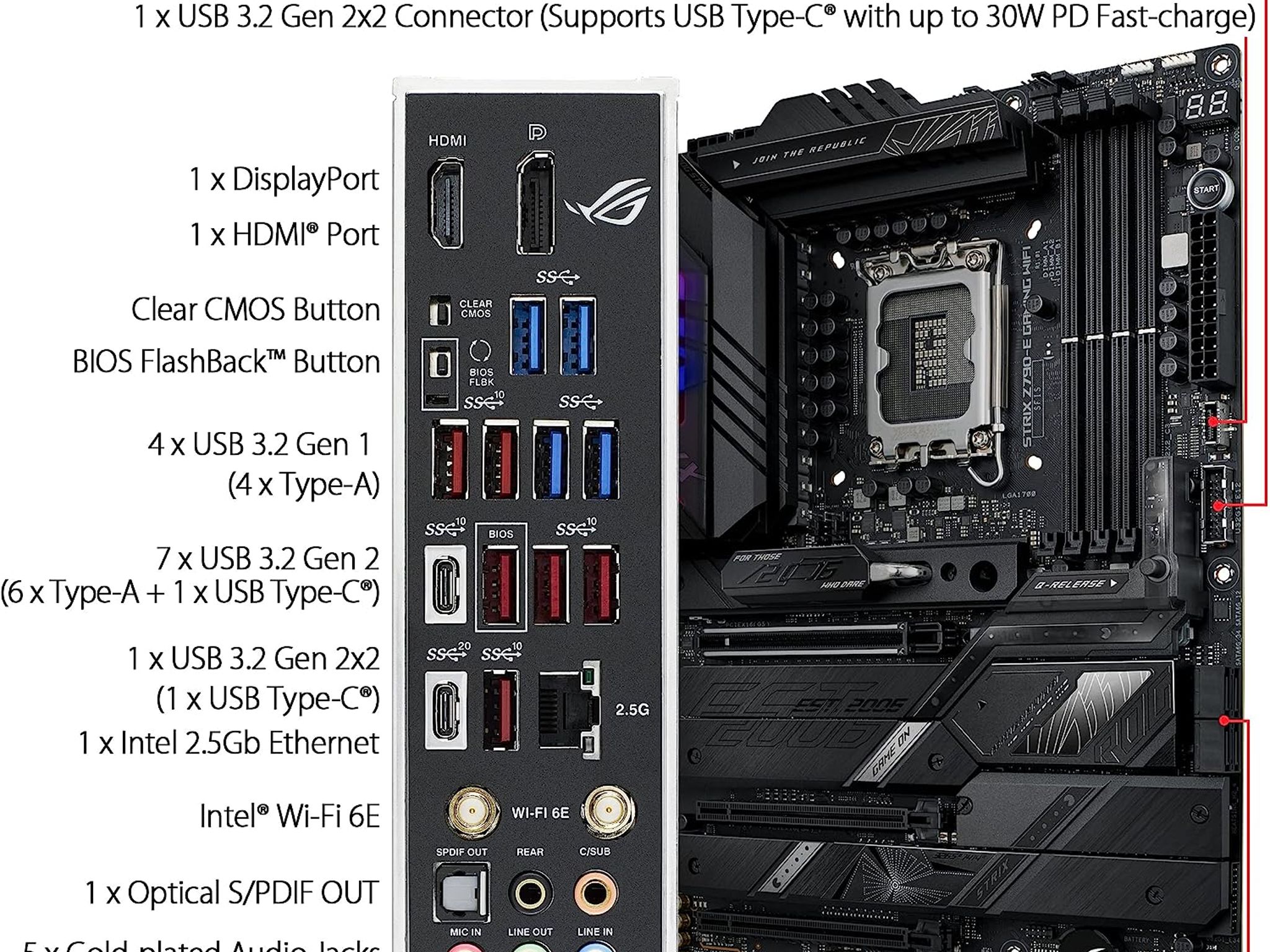 ASUS ROG STRIX Z790-E GAMING WIFI Intel LGA 1700 Z790 ATX Desktop Motherboard A