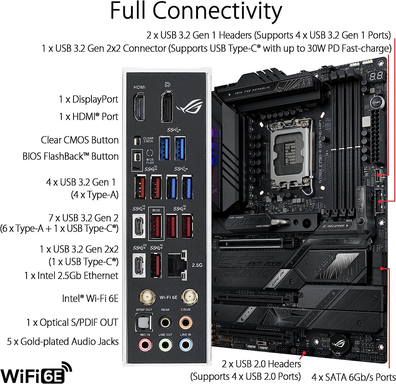 ASUS ROG STRIX Z790-E GAMING WIFI Intel LGA 1700 Z790 ATX Desktop Motherboard A