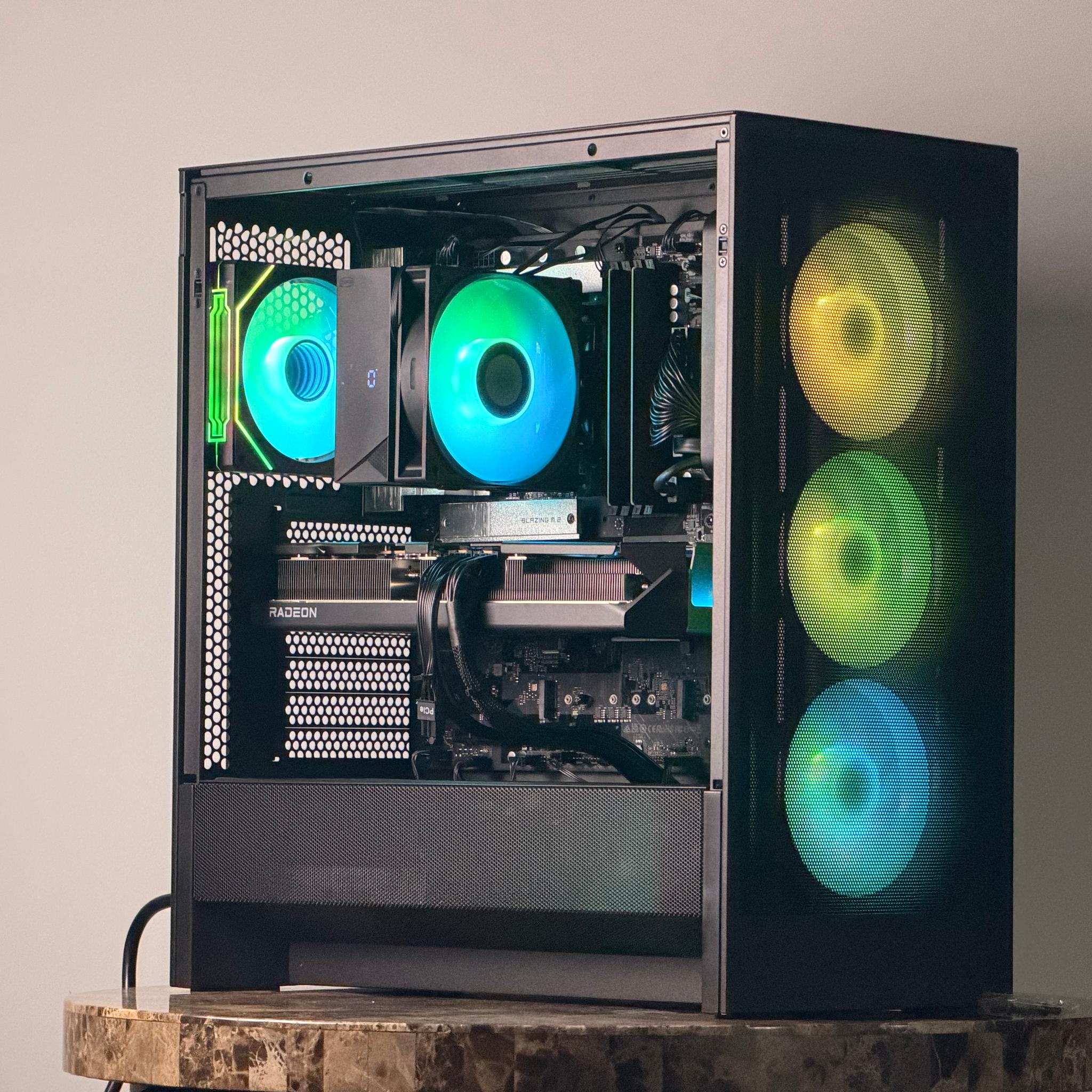 FREE SHIP 🖤🌈 BLK RGB Gaming PC | RX 9070 XT | Core 5 Ultra 250K Plus | 1 TB NVME | 32 GB DDR5 🌈🖤