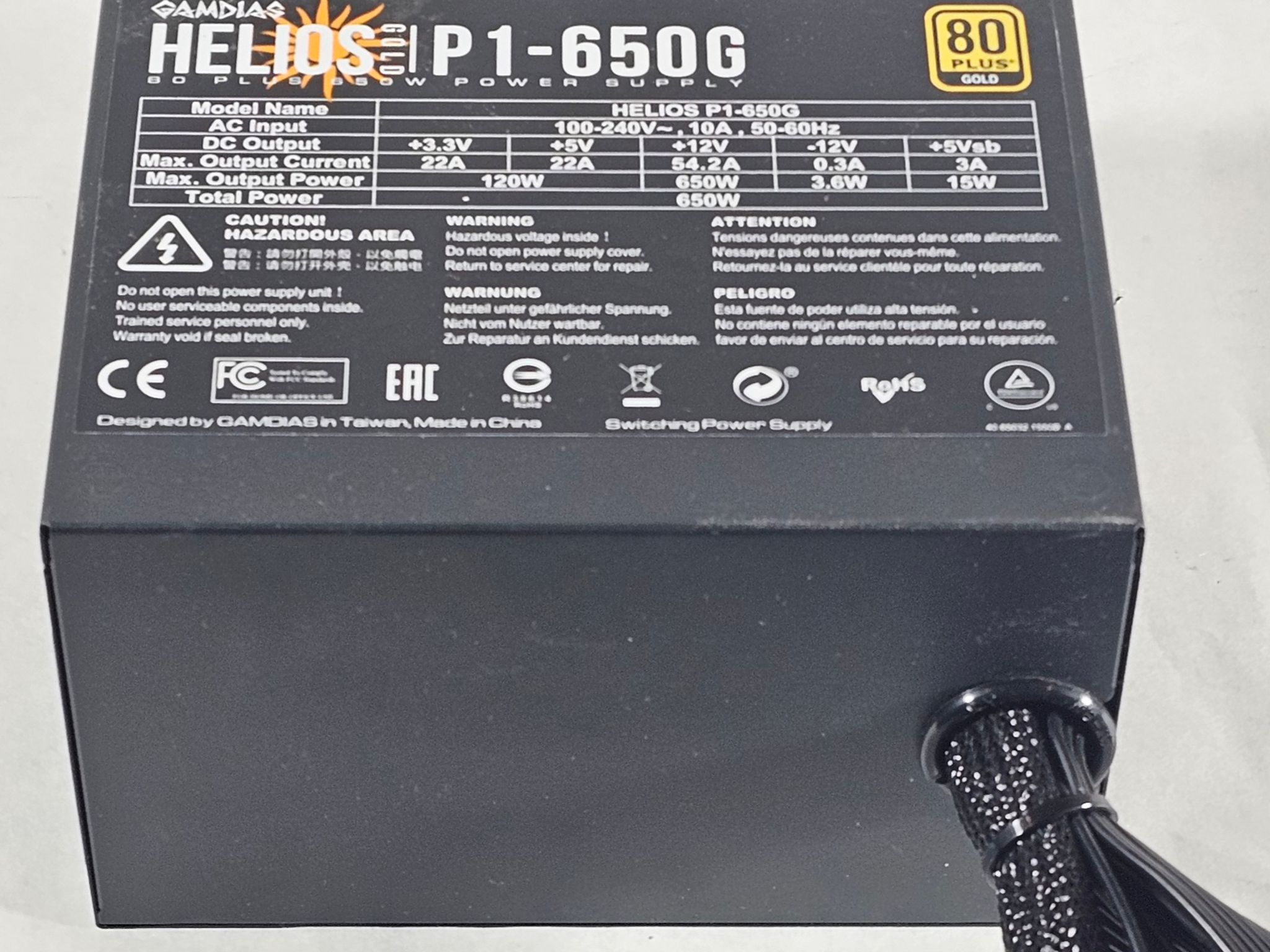 650 Watt PSU 80+ Gold Helios P1 650G Power Supply