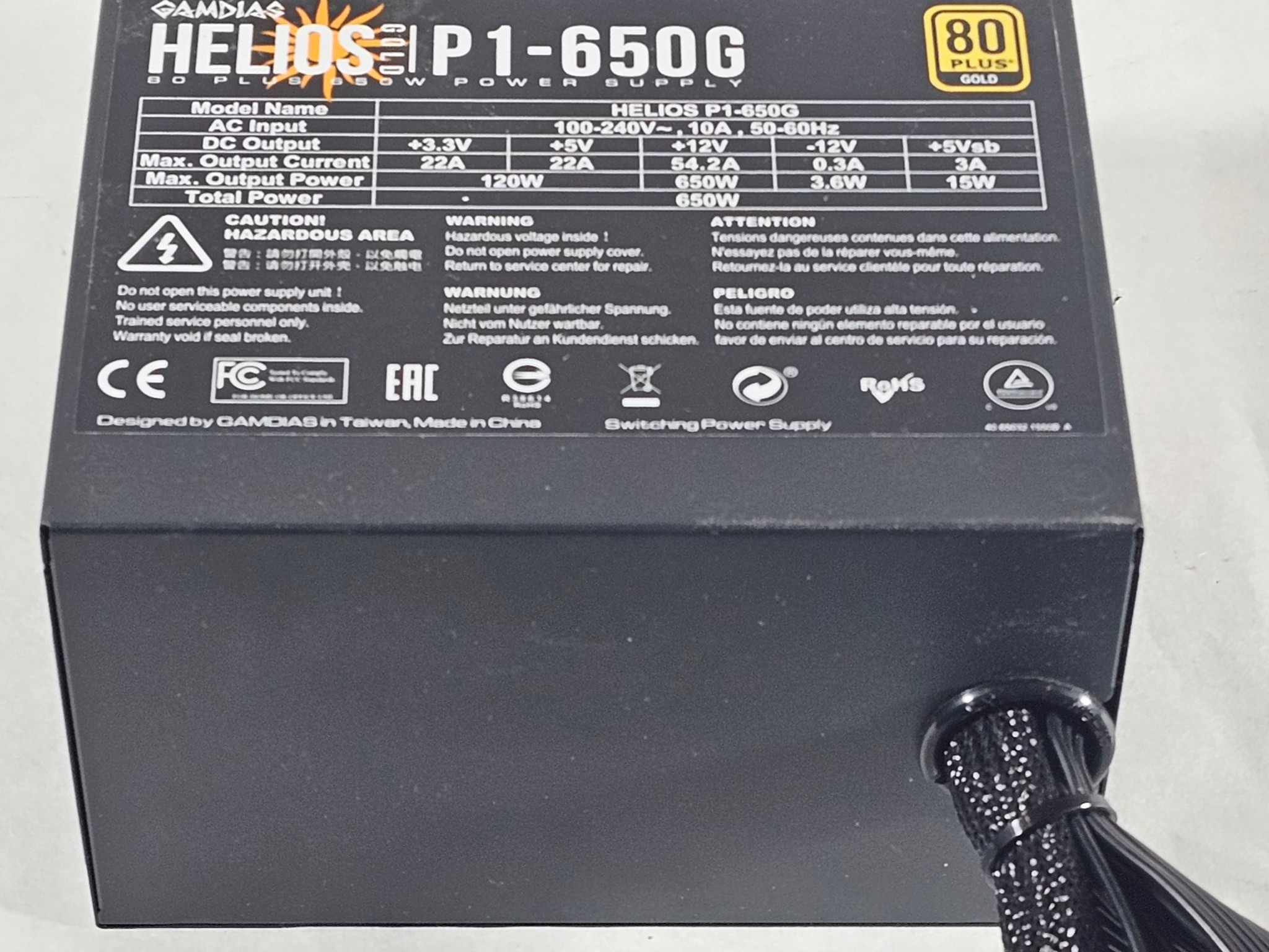 650 Watt PSU 80+ Gold Helios P1 650G Power Supply