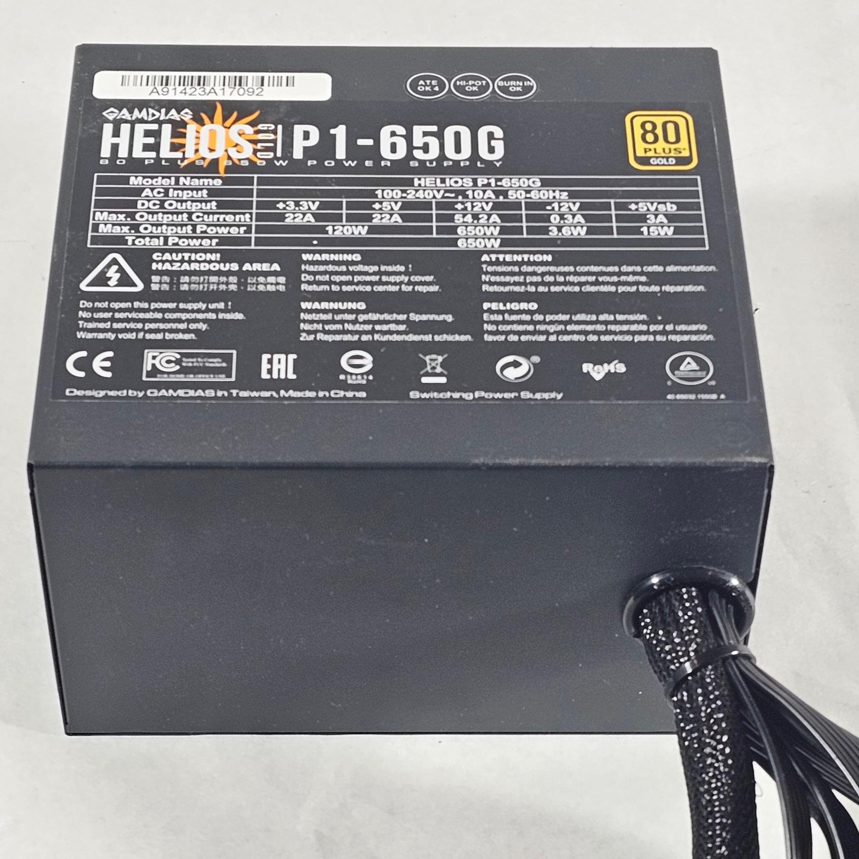 650 Watt PSU 80+ Gold Helios P1 650G Power Supply