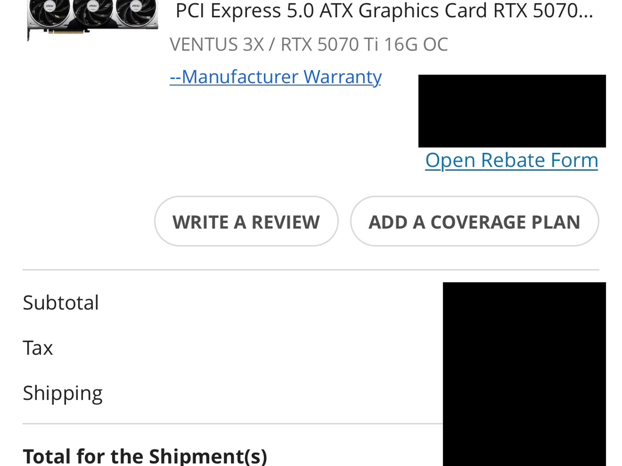 MSI GeForce RTX 5070 Ti 16G VENTUS 3X OC
