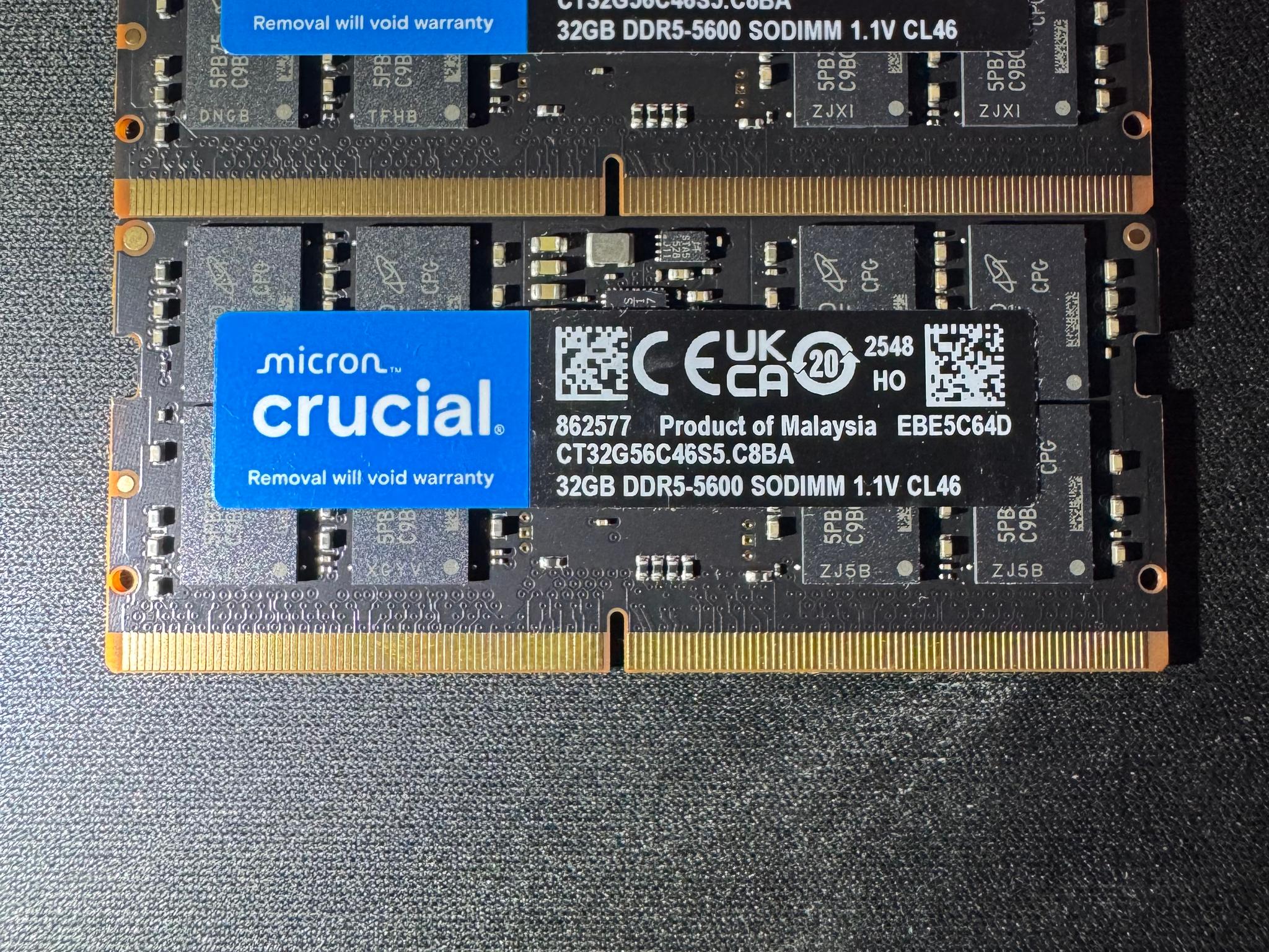 Crucial 64GB DDR5-5600 (2x32GB) SODIMM