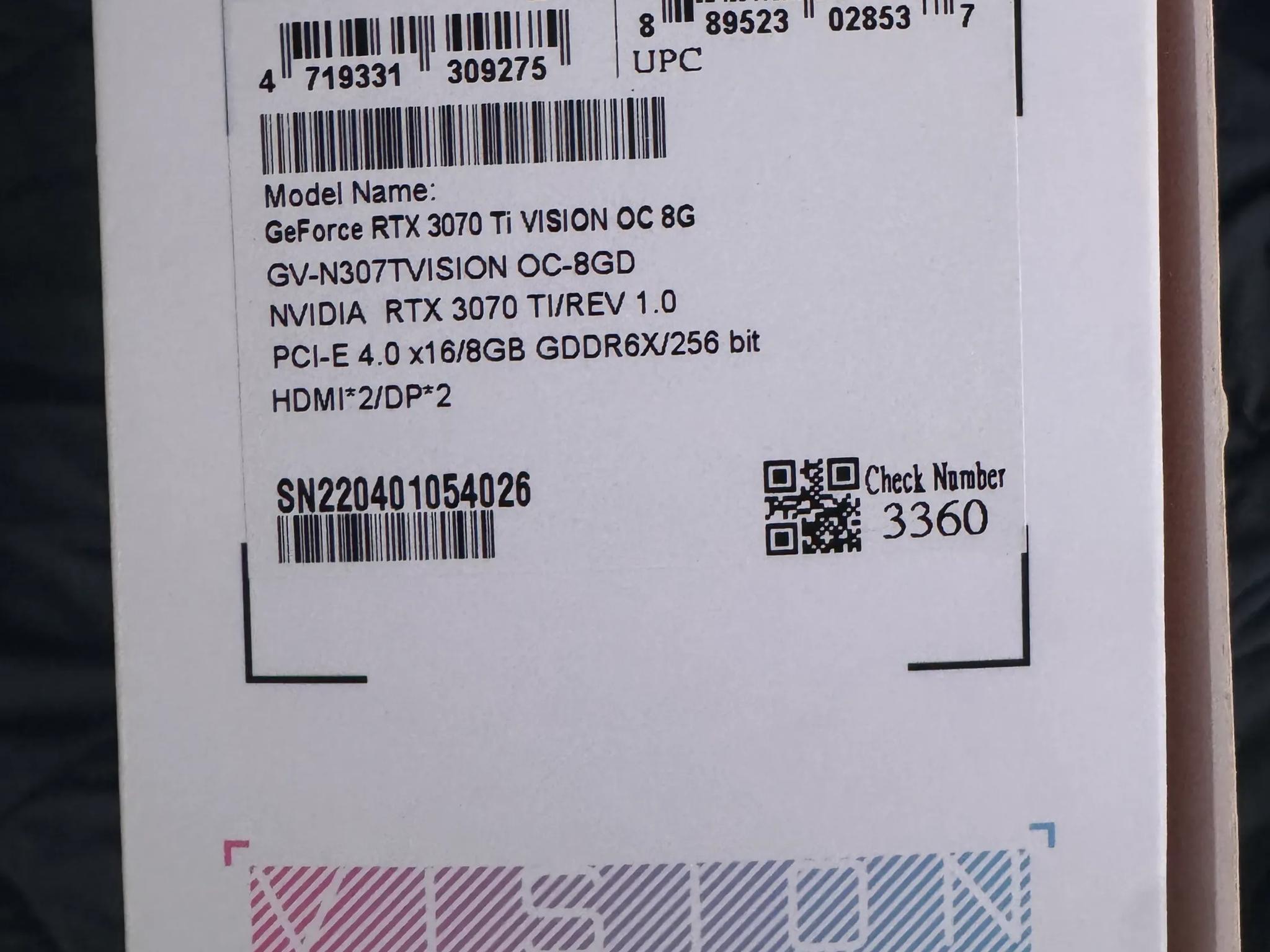 Used GeForce RTX™ 3070 Ti VISION OC 8G