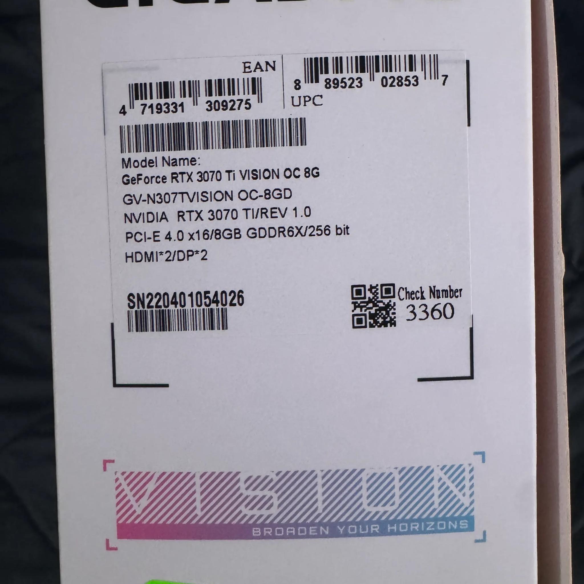 Used GeForce RTX™ 3070 Ti VISION OC 8G