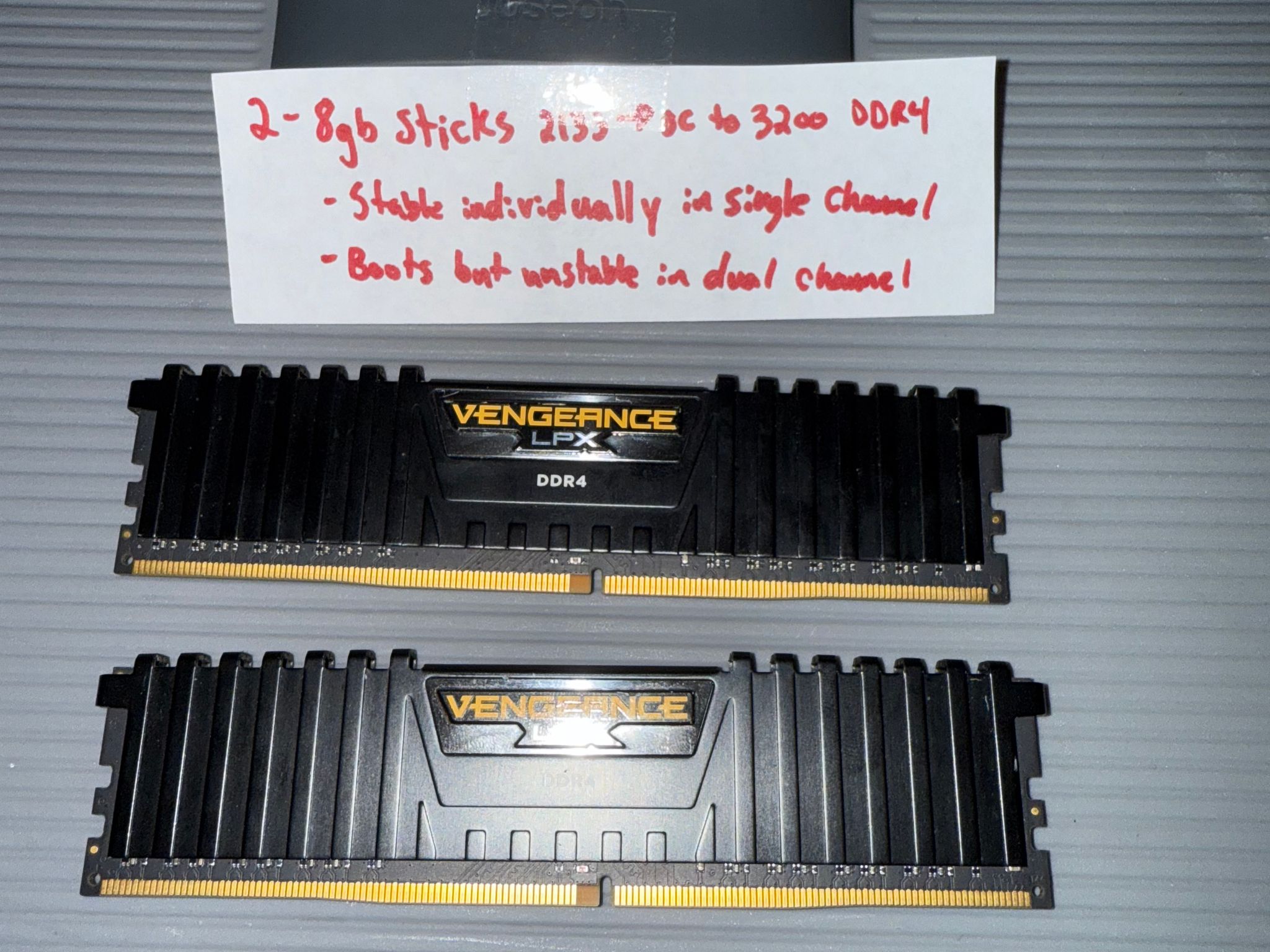 Two sticks of 8gb Corsair DDR4 Ram *READ DESCRIPTION*