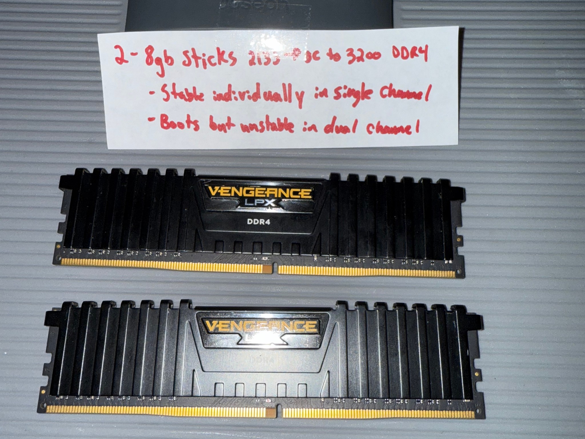 Two sticks of 8gb Corsair DDR4 Ram *READ DESCRIPTION*
