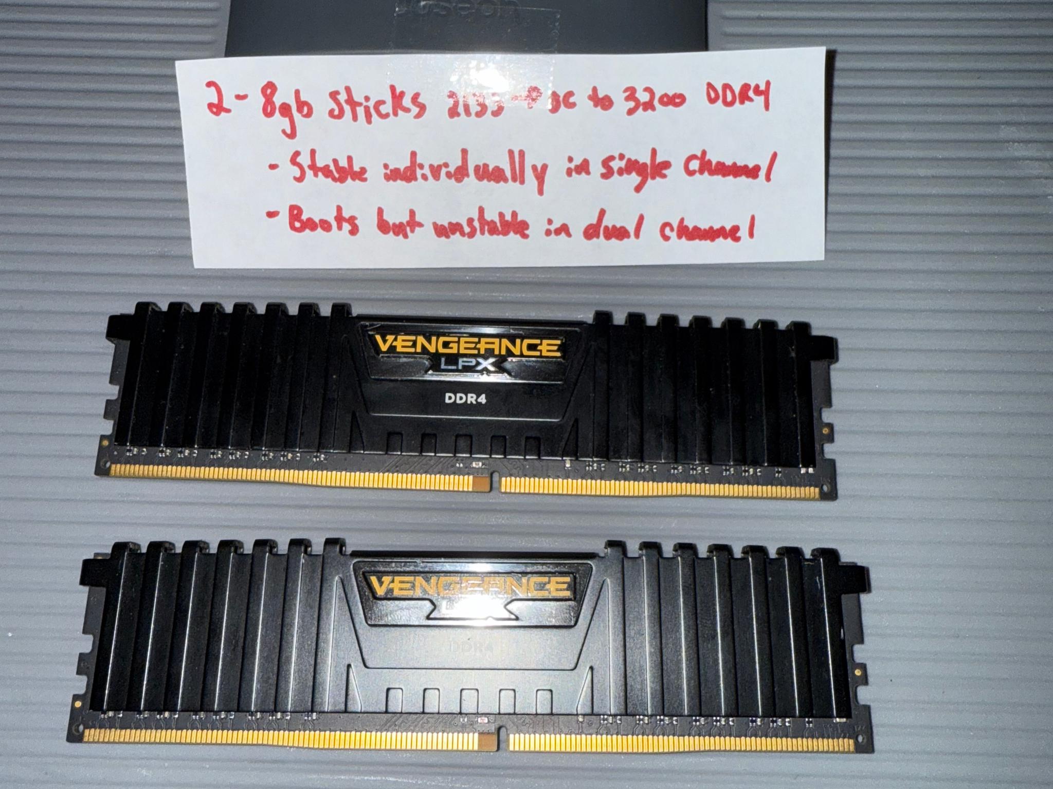Two sticks of 8gb Corsair DDR4 Ram *READ DESCRIPTION*