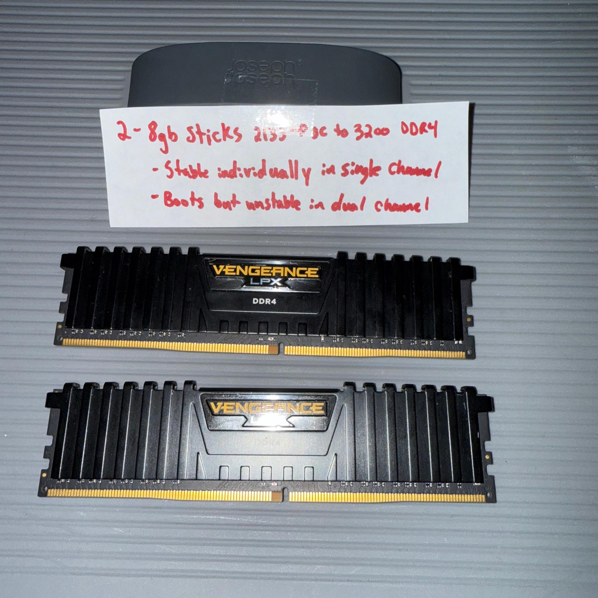 Two sticks of 8gb Corsair DDR4 Ram *READ DESCRIPTION*