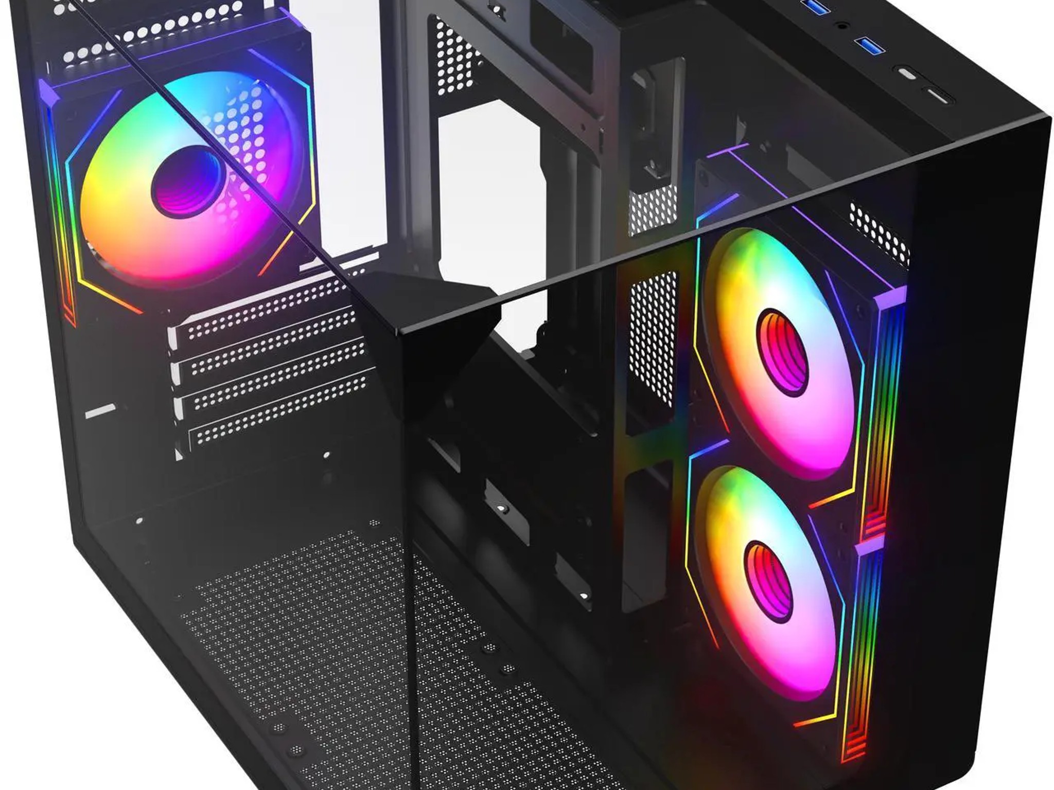 3 glass panel infinity fan case x3 120mm fans