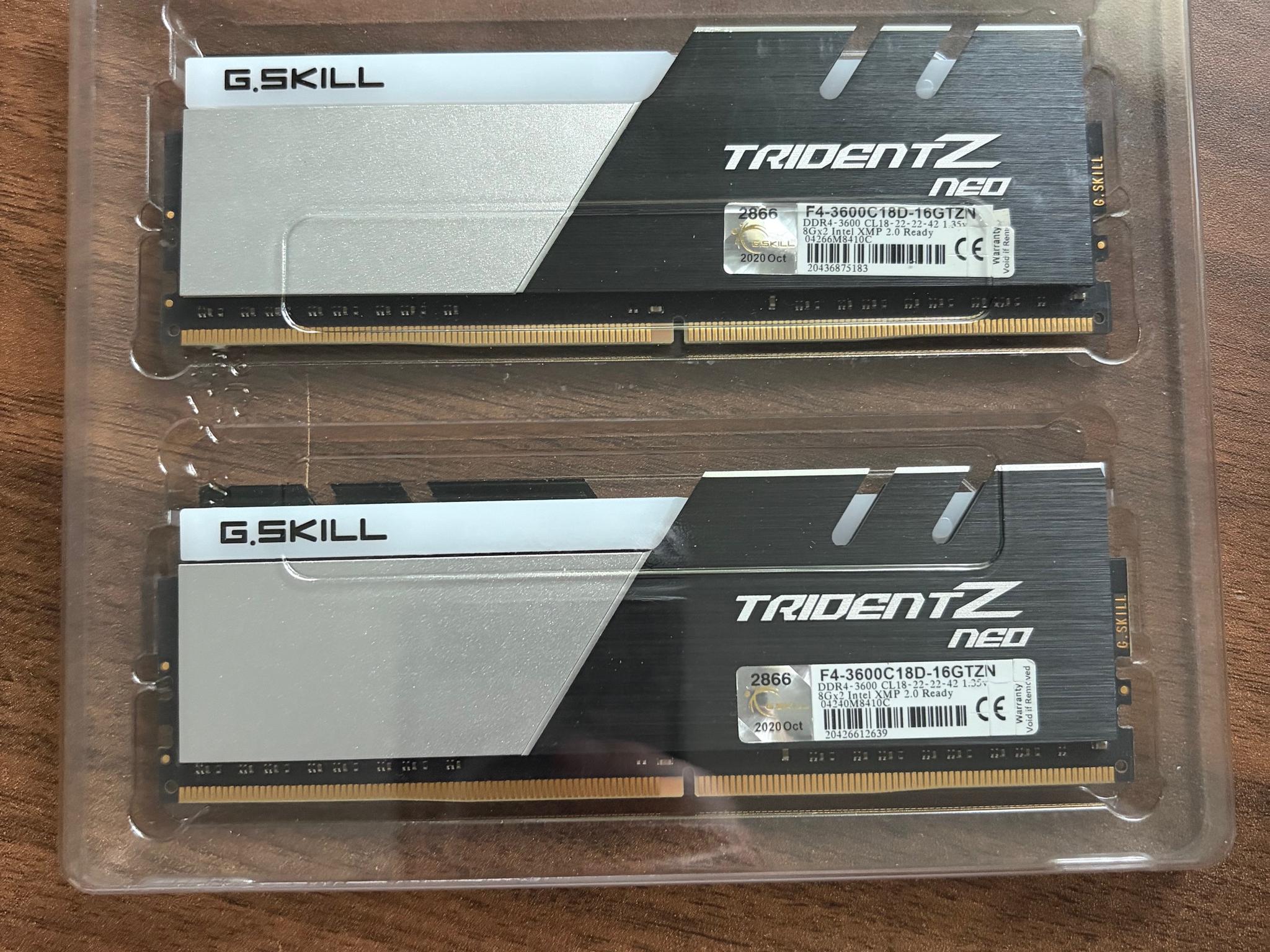 16GB (2 x 8GB) G. Skill TridentZ Neo 3600mhz DDR4