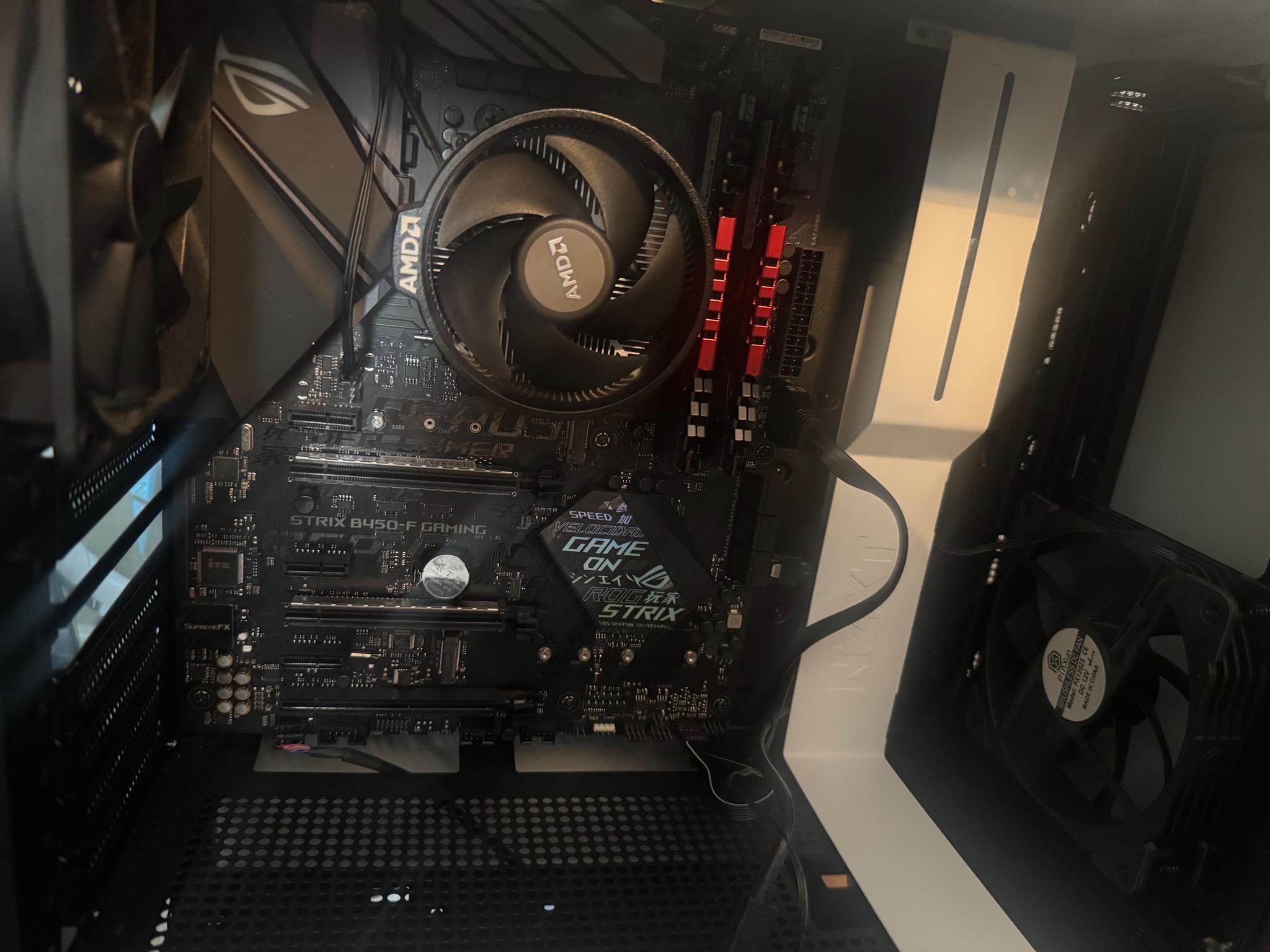 Ryzen 3600, B450 motherboard, case 1 pc fan 2 outtake fans, 32gb RAM , 650w PSU