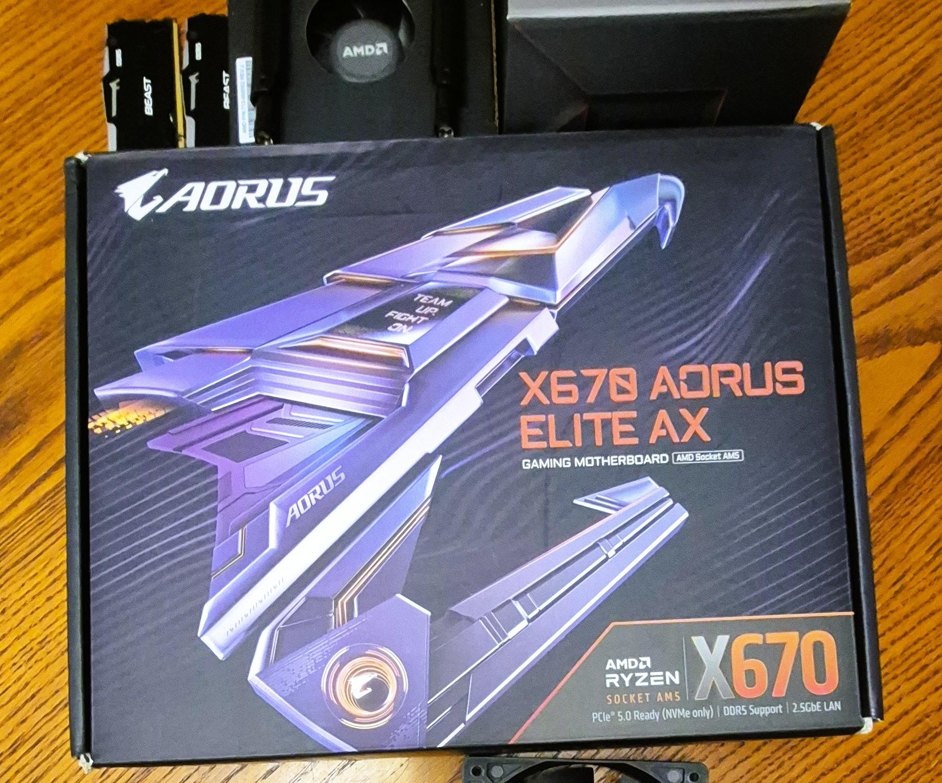 Bundle GIGABYTE X670 AORUS Elite AX AM5 AMD X670 DDR5 Motherboard; Ryzen 9 7950x CPU, 32GB DDR5 RAM