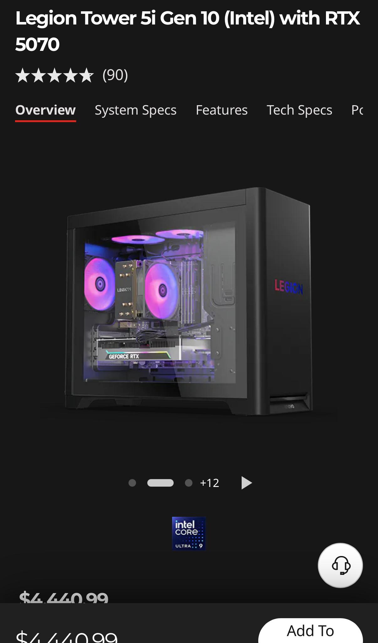 Lenovo Legion 5i Tower, 32 GB RAM, 2TB SSD, GeForce RTX 5070 Custom Gaming PC - Core Ultra 7 265KF
