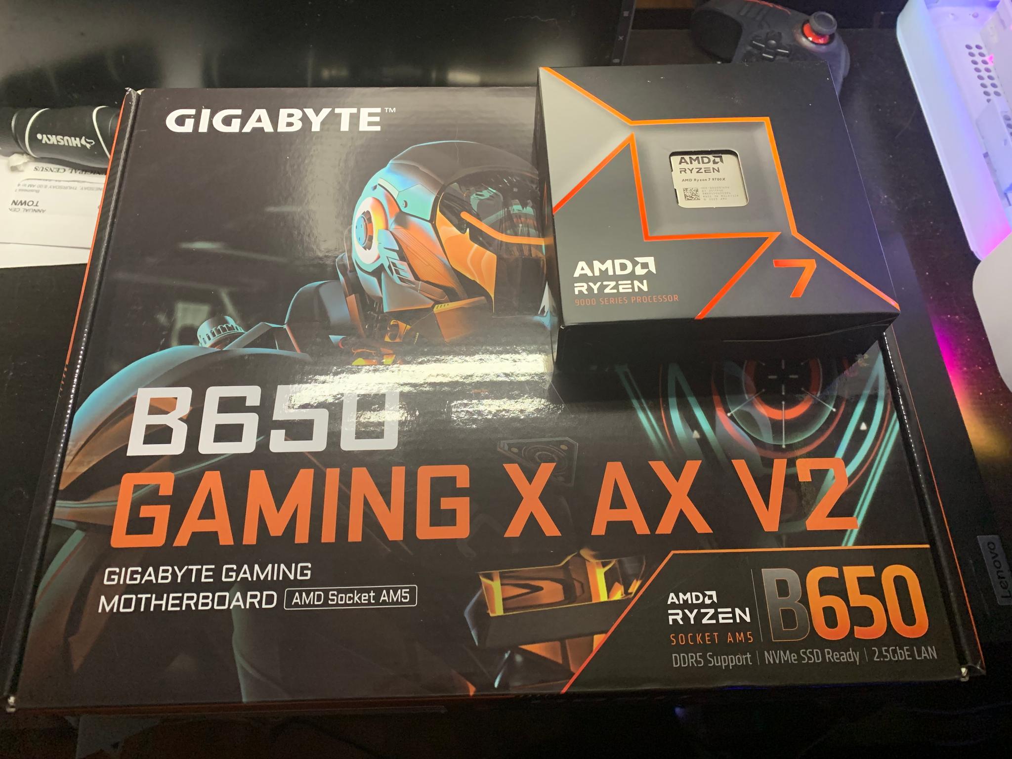 Gigabyte B650 Gaming X AX V2 AM5 Motherboard + AMD Ryzen 7 9700X 8-Core 16-Threads CPU NEW