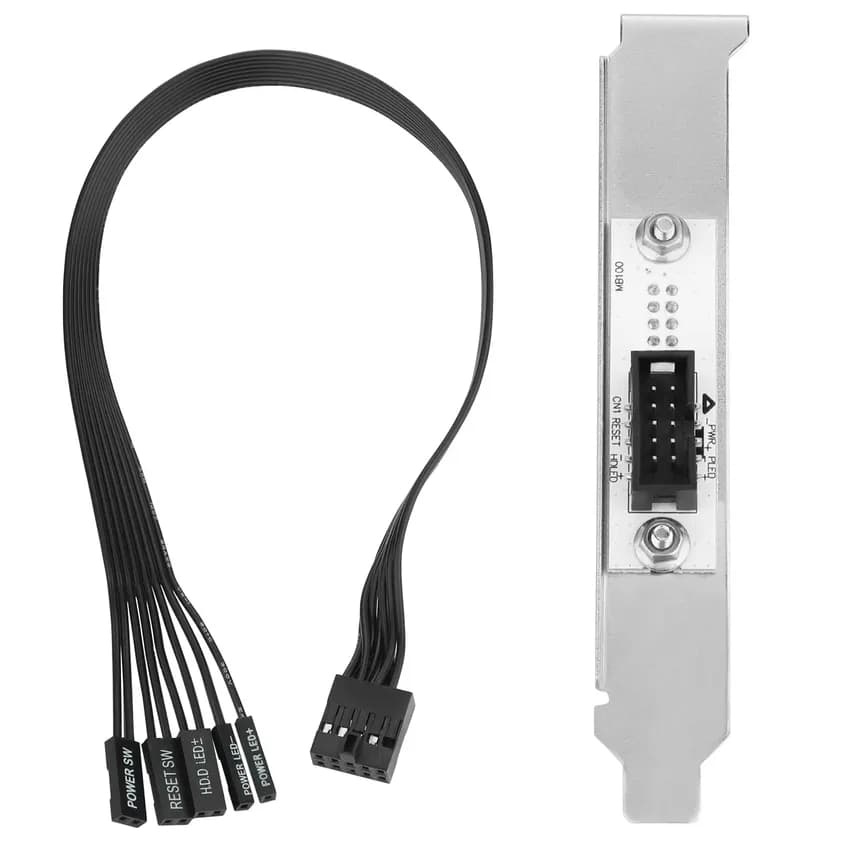 PC Power Button Extension Cable Full Height PCIe Bracket (30cm) 9 Pin Front Panel Header Adapter