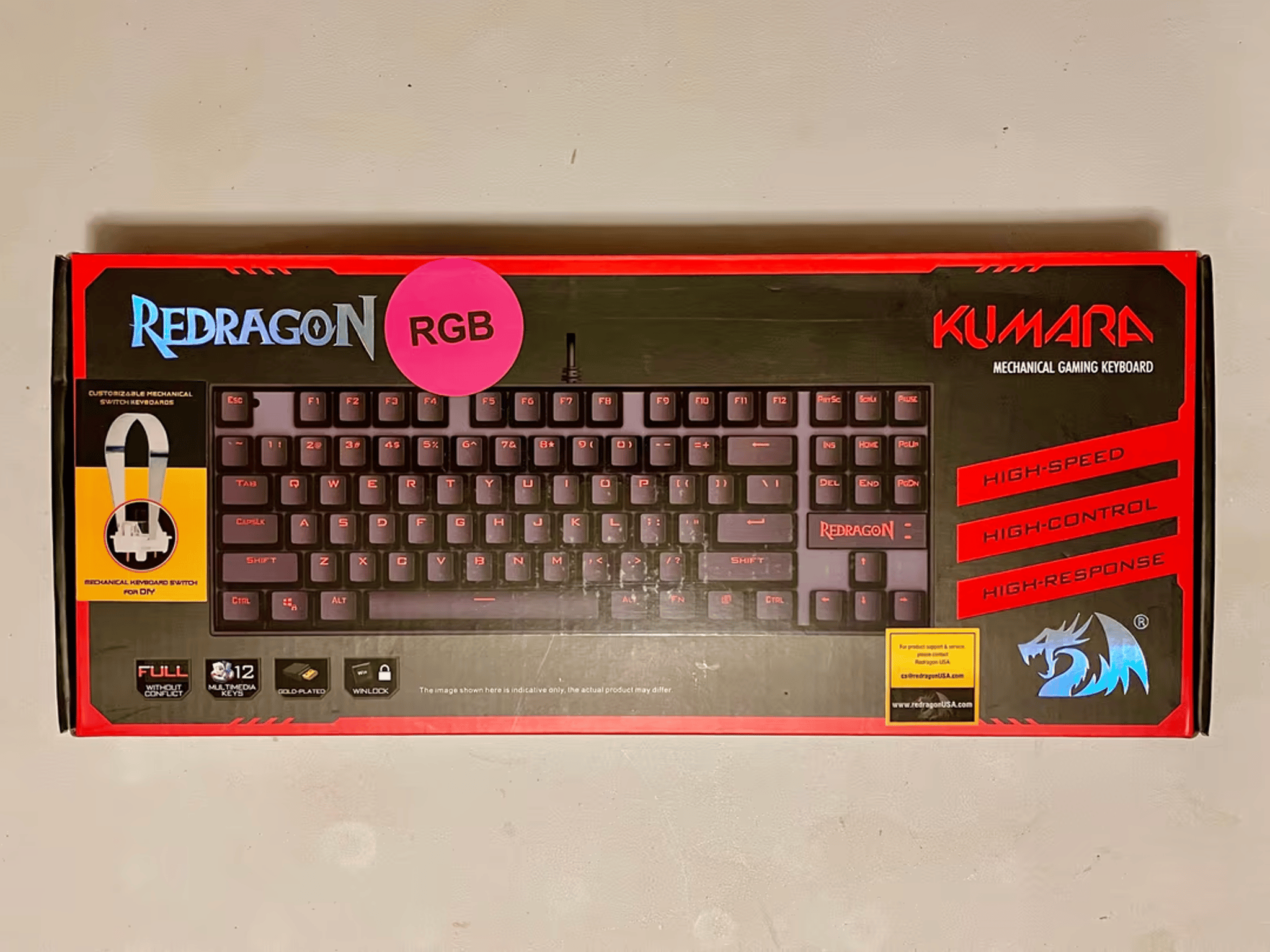Redragon K552 RGB Mechanical Gaming Keyboard Wired (Black, 87 Keys Blue Switches) (Used, Like New)