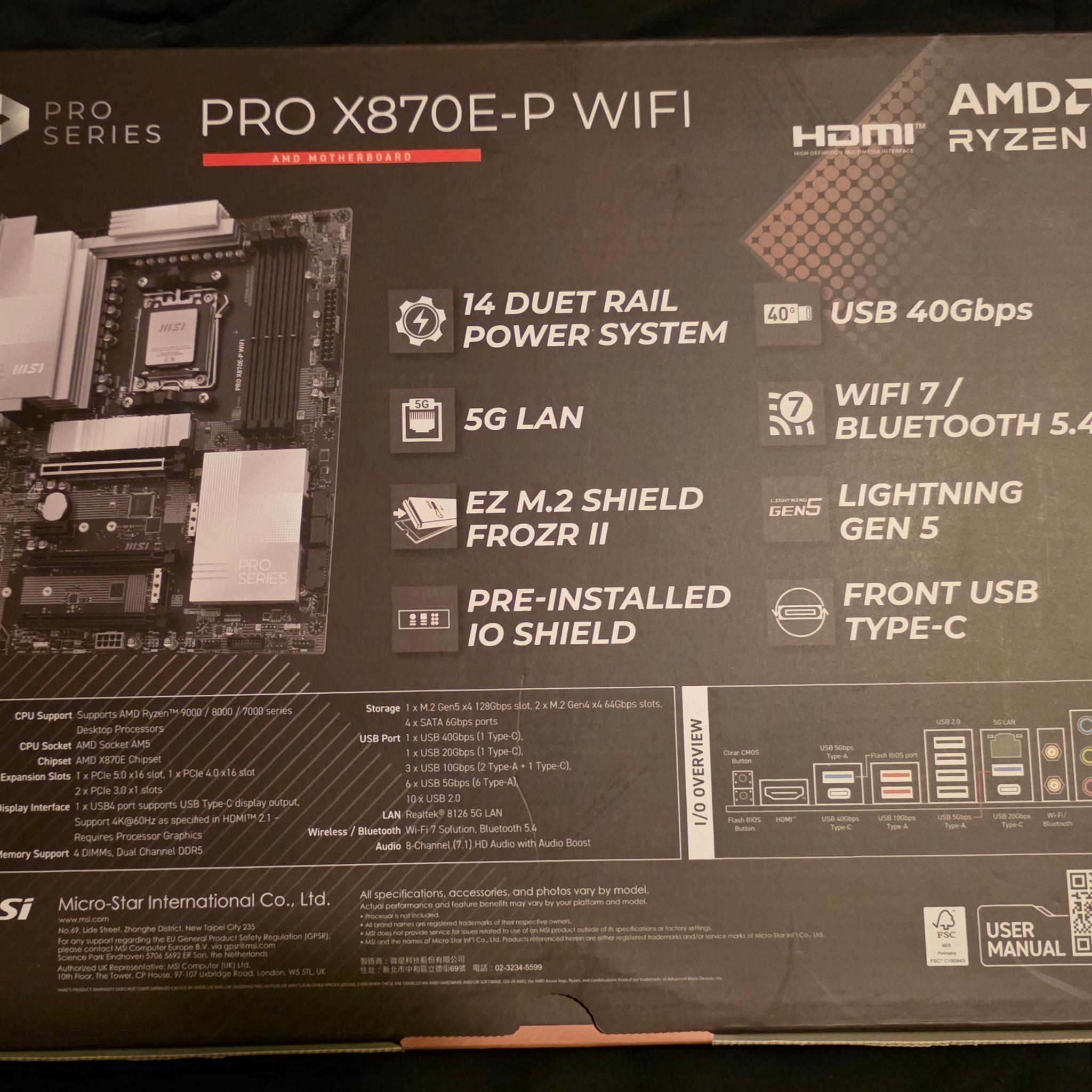 *NEW* MSI PRO X870E-P WiFi 7 Motherboard
